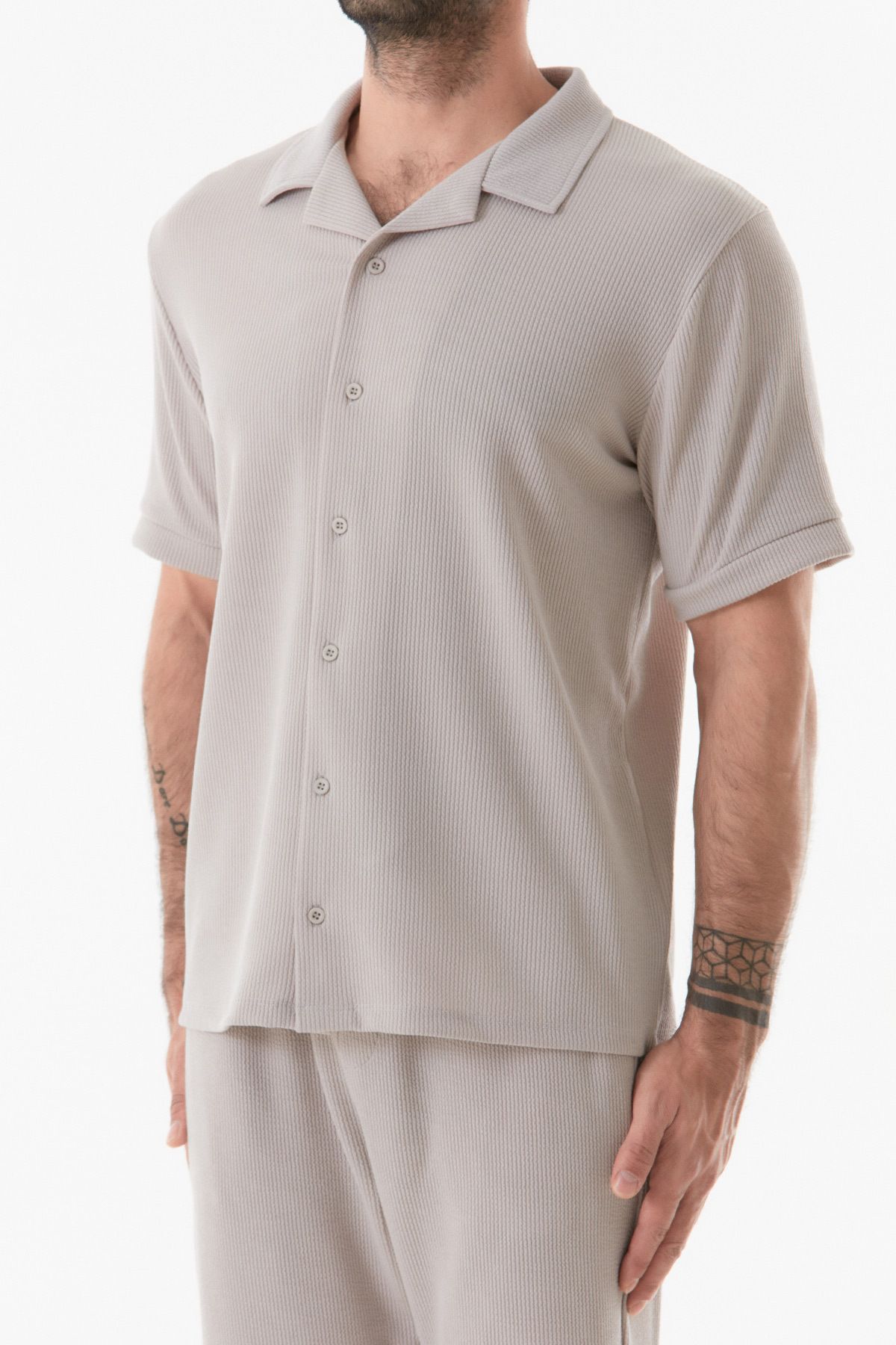 Fulla Moda-Short Sleeve Basic Corduroy Shirt 7