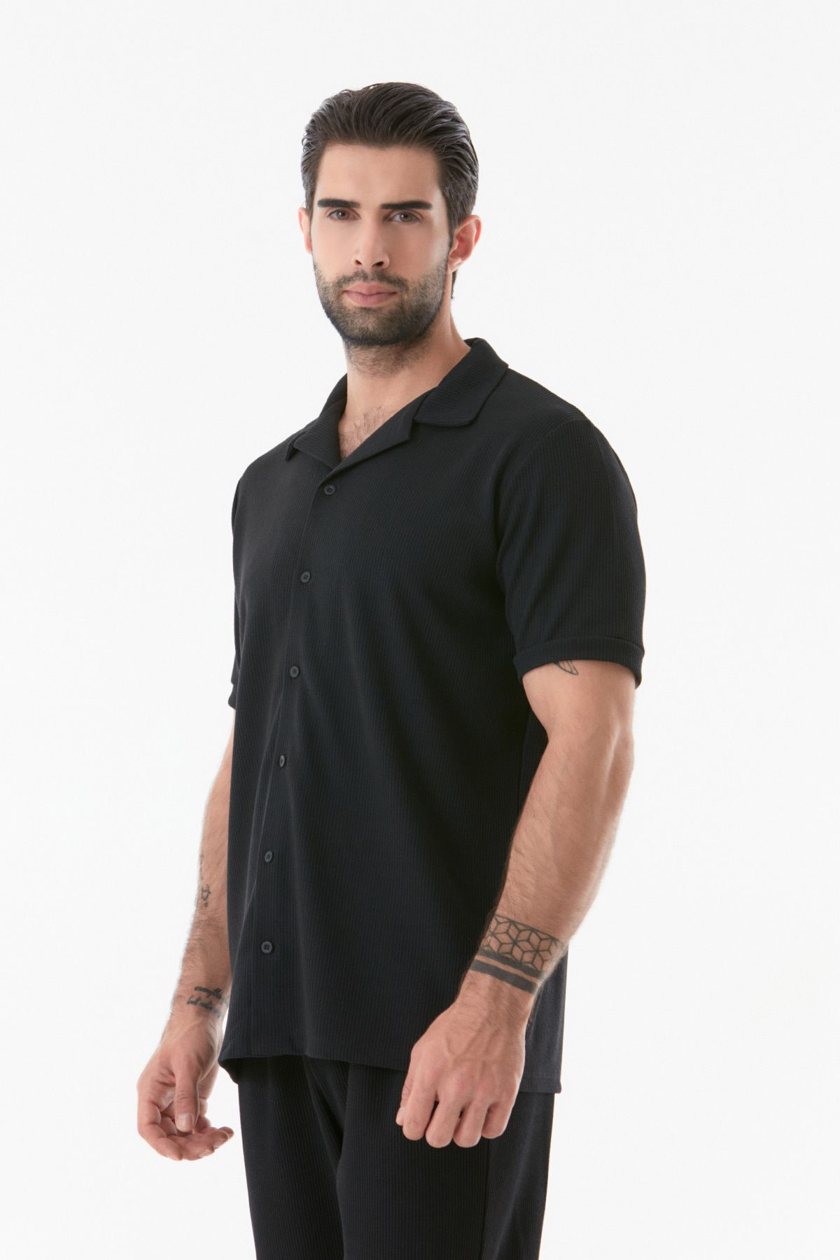 Fulla Moda-Short Sleeve Basic Corduroy Shirt 6