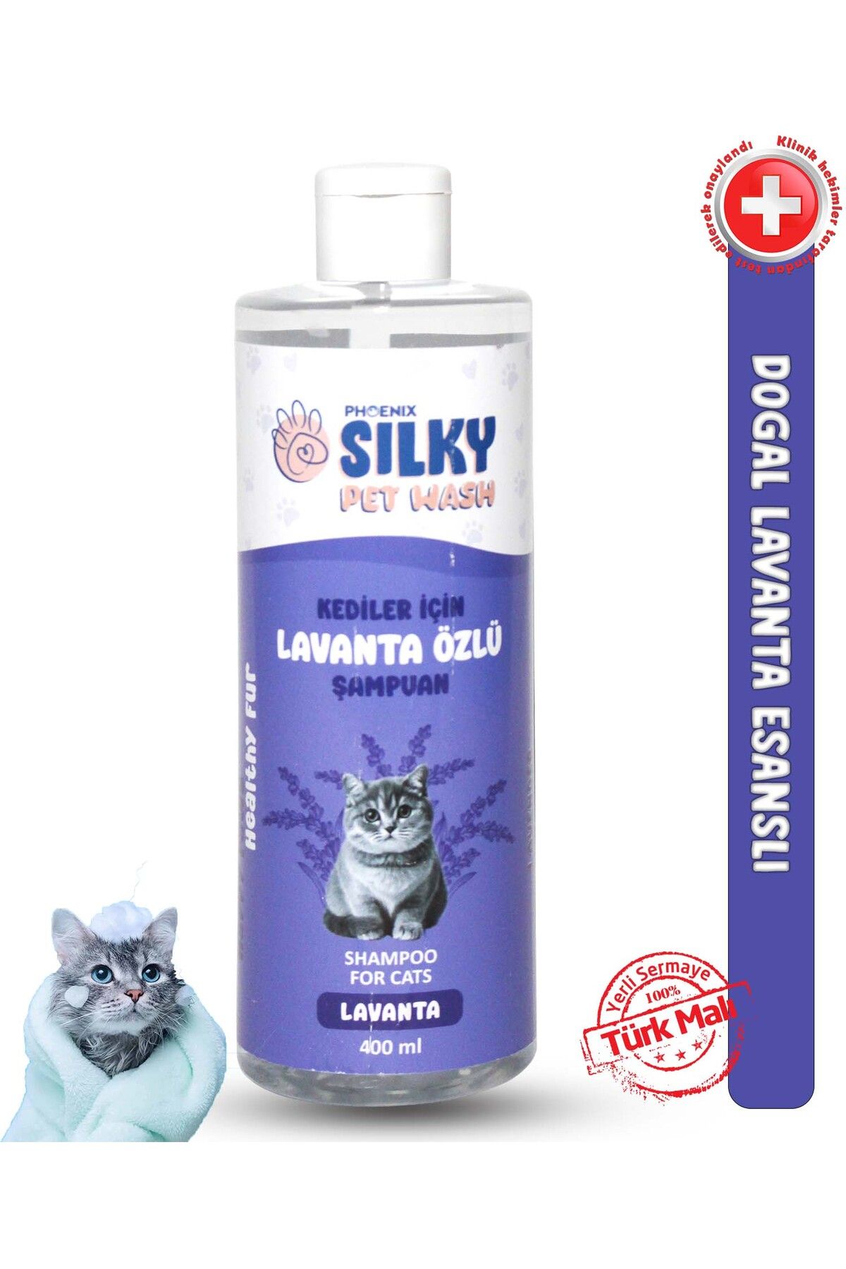 Silky PetWash - Kedilere özel Doğal Lavanta Özlü Şampuan - 400ml