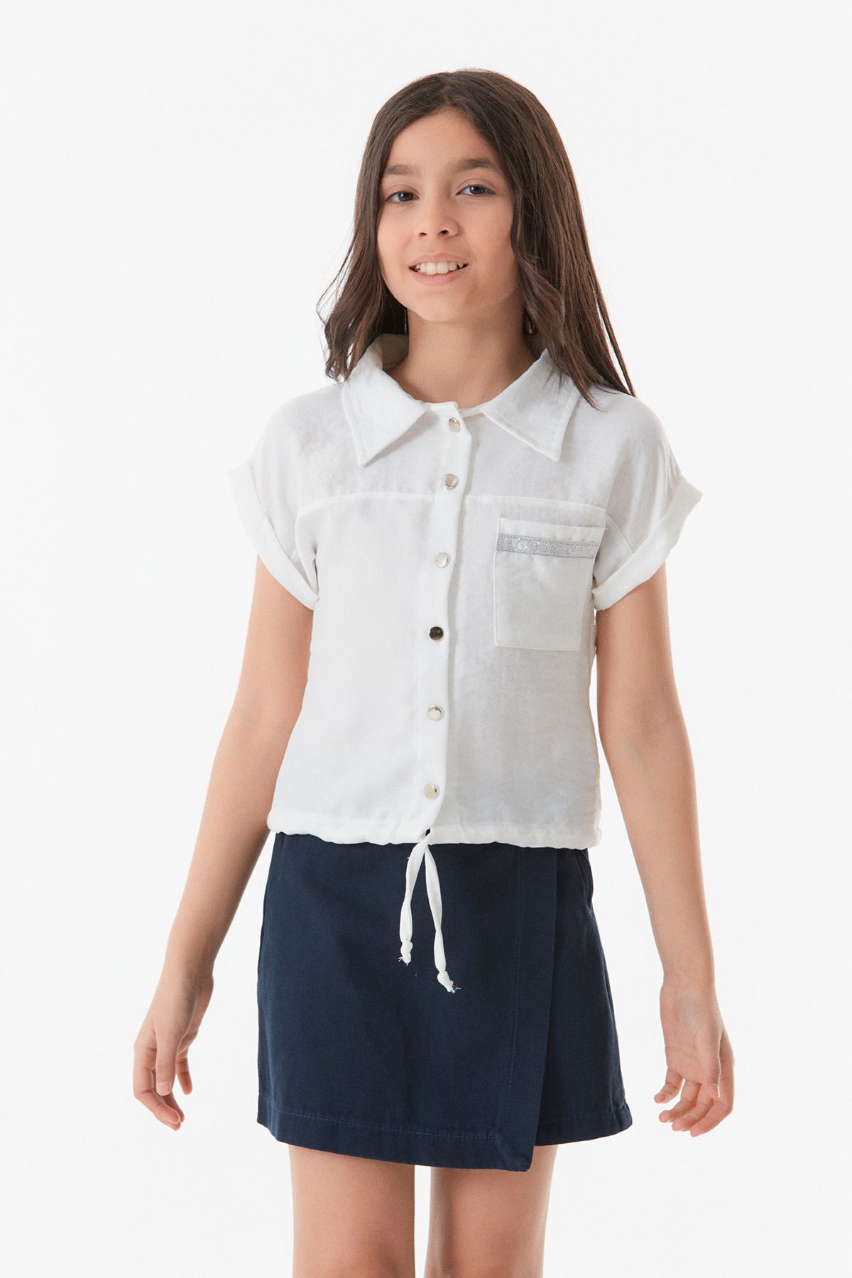 Fulla Moda-Girl's Shirt - Pocket Detail and Buttons 1