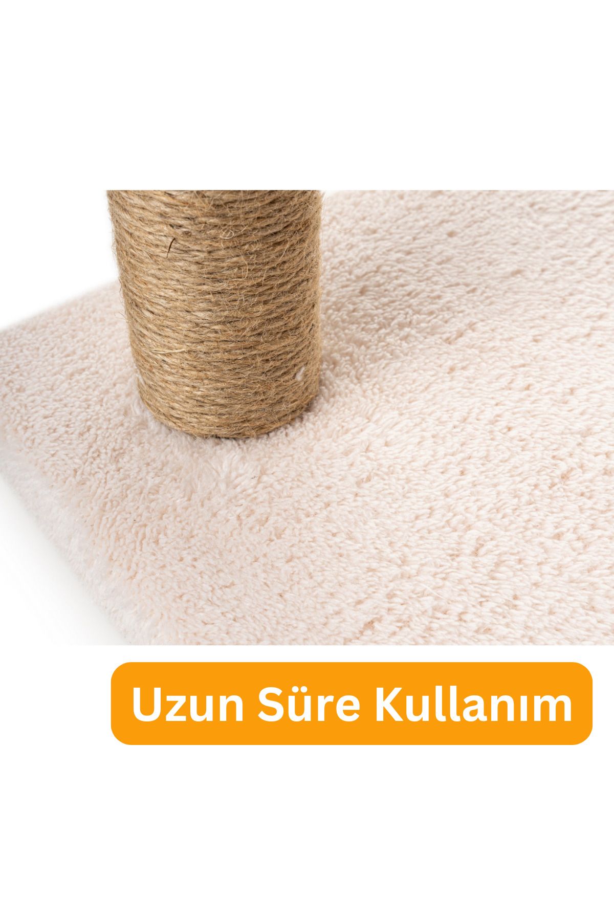 BEYLİNİ-Cat Scratching and Itching Board - Plush Fabric, Erasable Unassembled, 40cm Height (Cream) 6