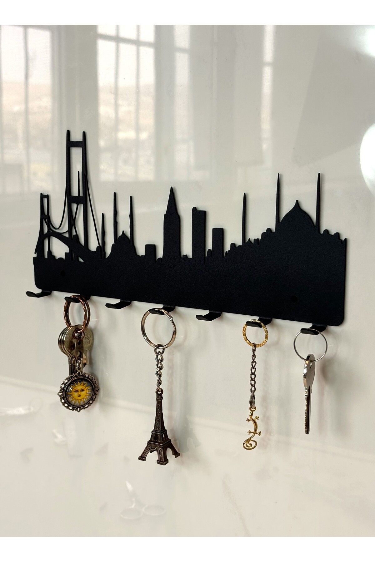 VELUX HOME-Metal Wall Key Hanger Istanbul Silhouette Keychain Home Decoration Hanger City Scenery 1