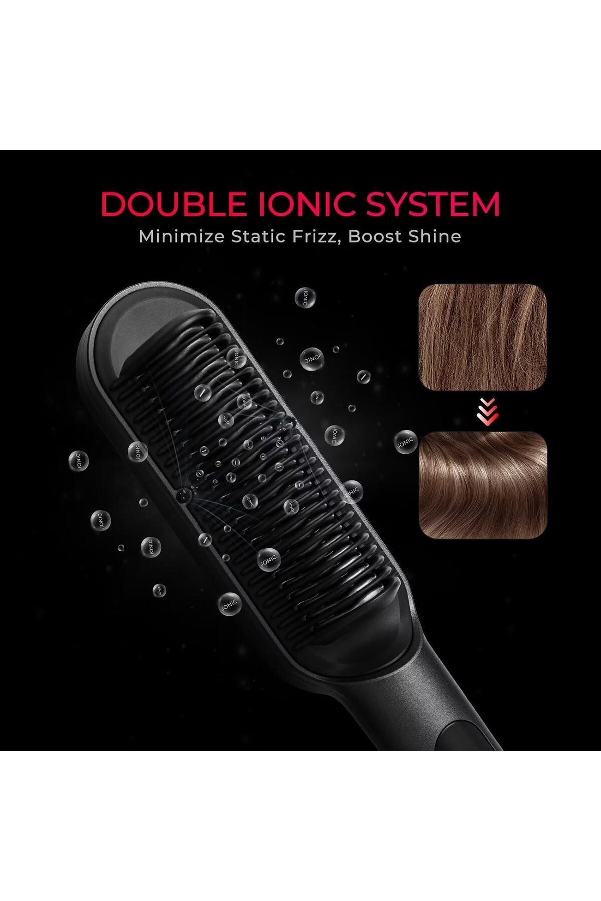 TYMO-Ring Hair Straightener Brush with Built-in Comb, 20 Sec Fast Heating & 5 Temp Settings, Black 5