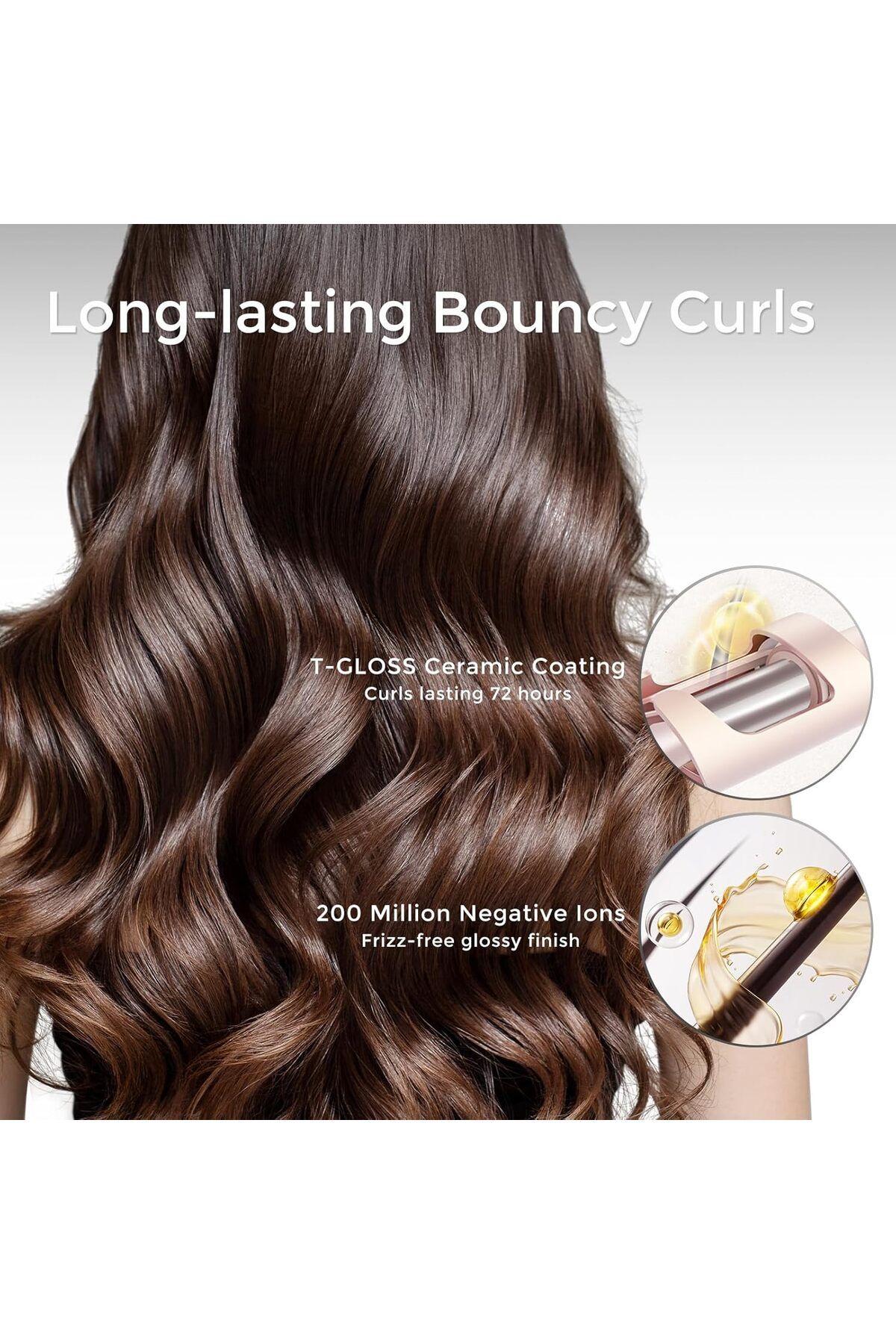 TYMO-CURLGO Cordless Automatic Curling Iron, Rechargeable & Dual Voltage, Gold Pink 8