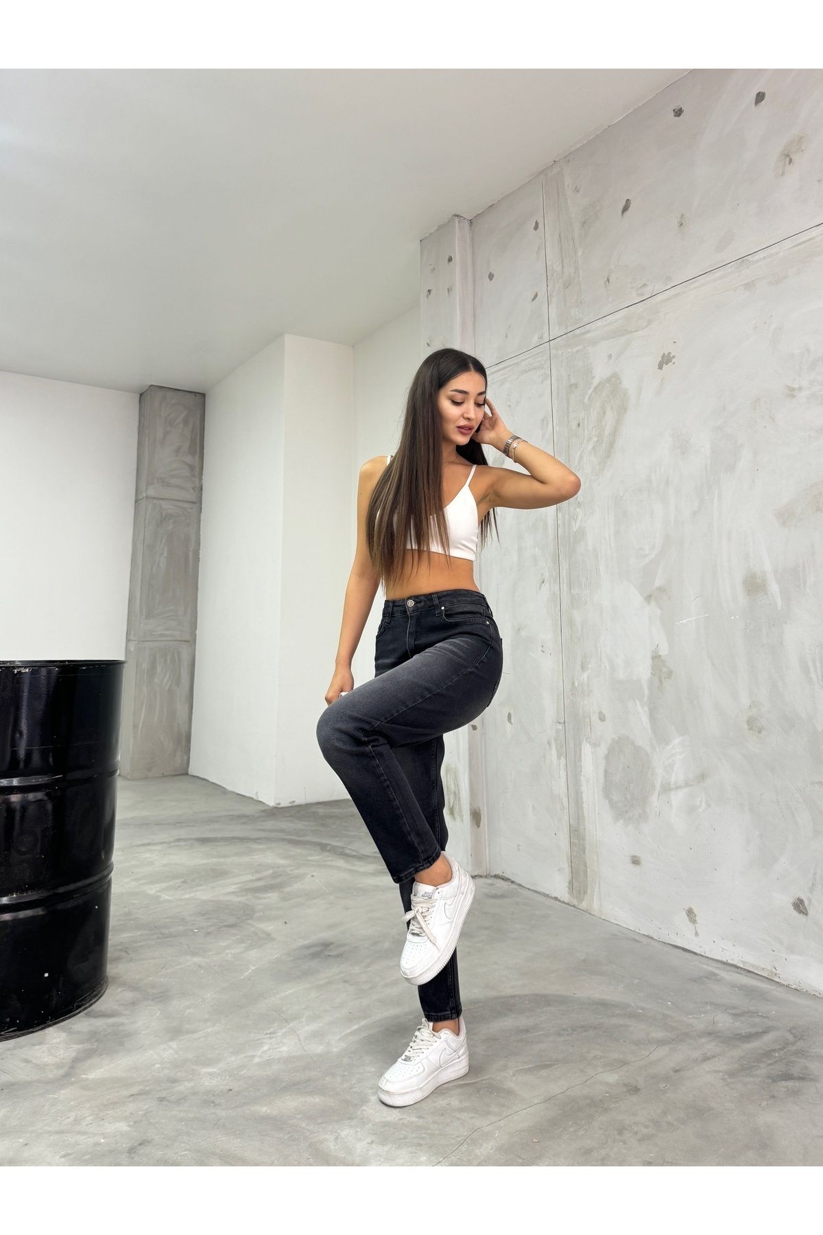 BİKELİFE-Flexible/Lycra-Mom-Jeans mit hoher Taille für Damen 8