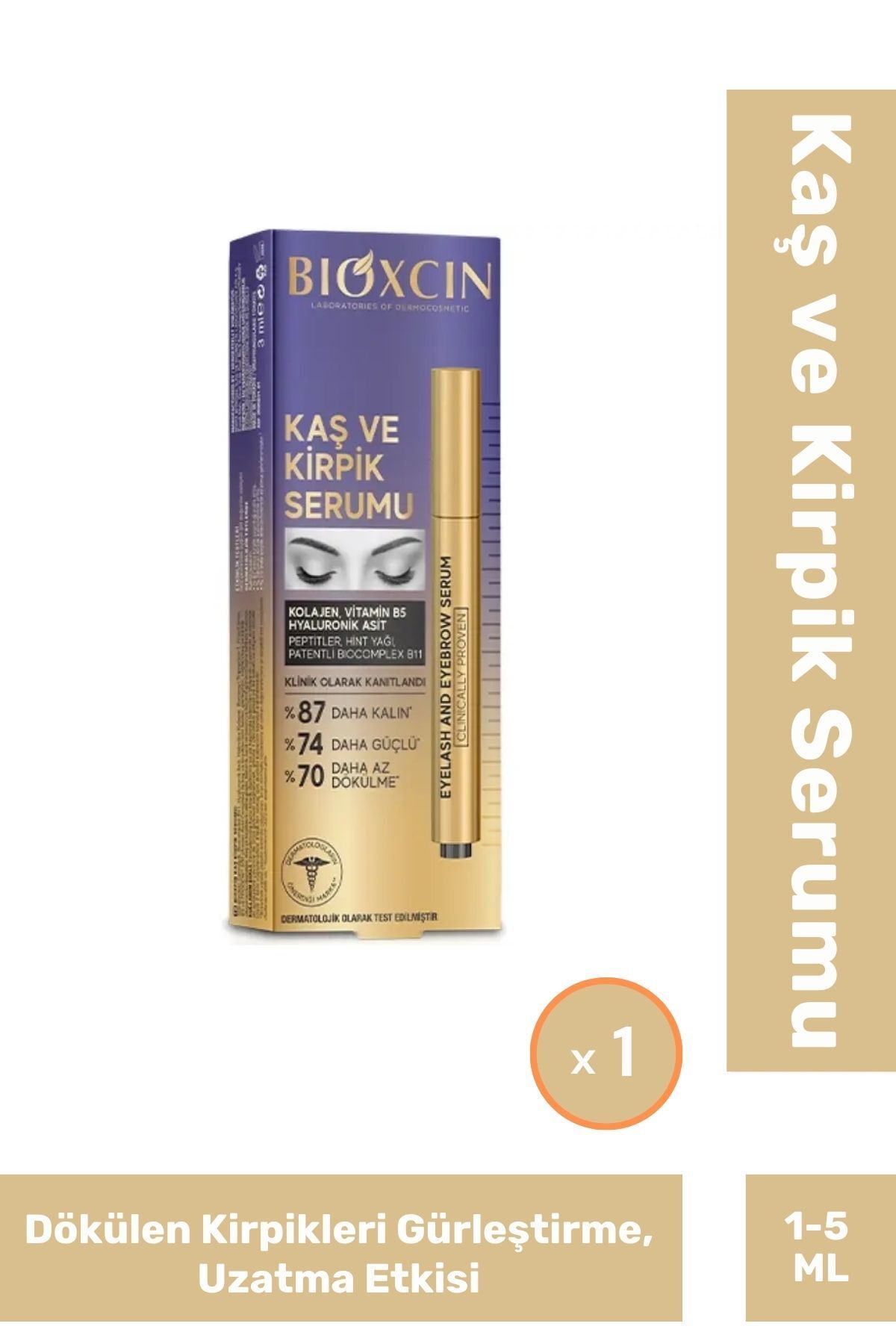 Fit1001 Kaş Kirpik Serumu - Kolajen Hyaluronik Asit Hint Yağı Keratin Peptidleri B5 Biocomplex B11