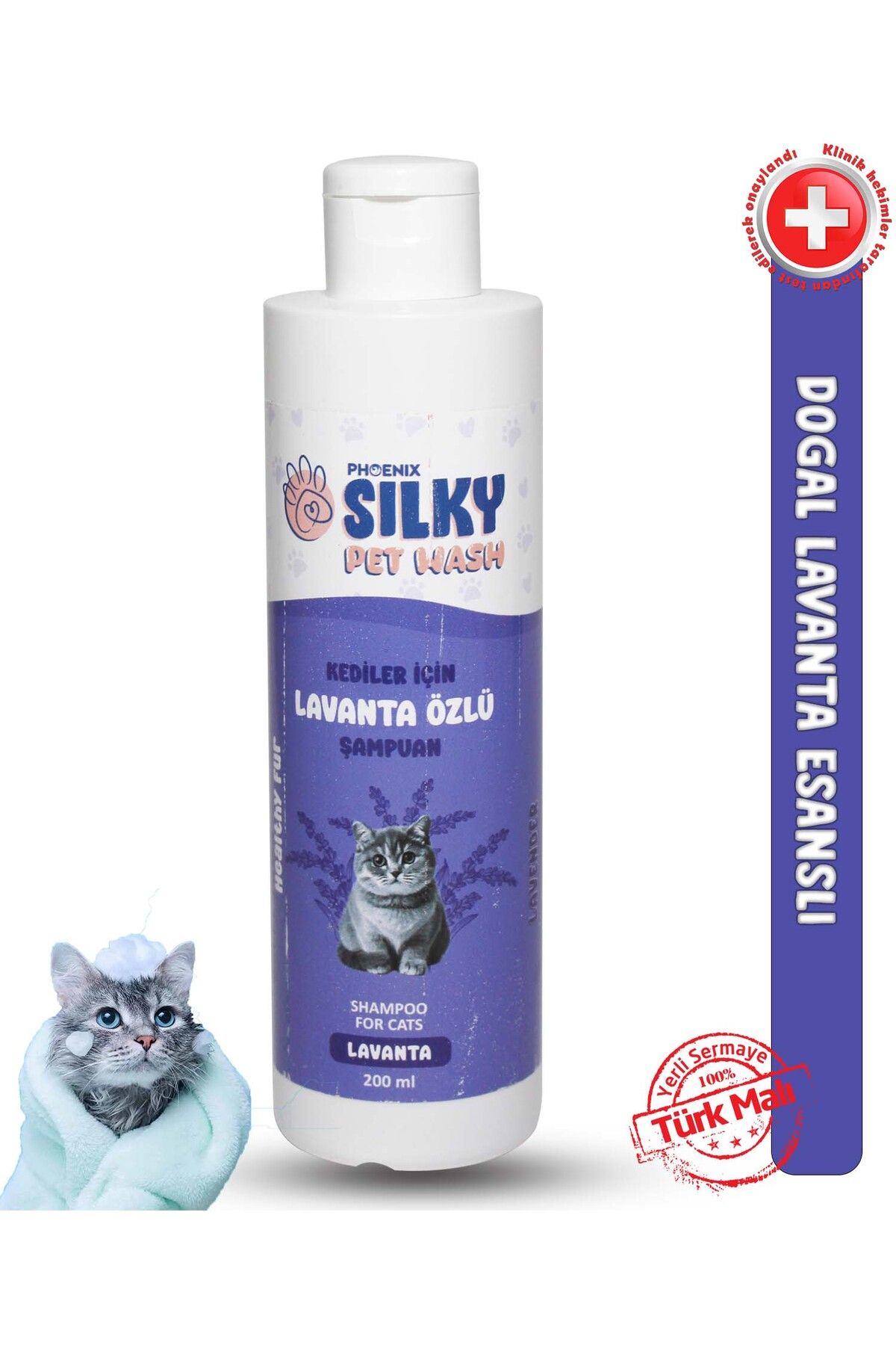 Silky PetWash - Kedilere özel Doğal Lavanta Özlü Şampuan - 250ml