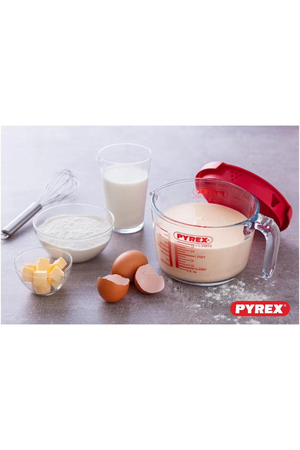 Pyrex-Measuring Jug 1L with Red Lid - Durable & Versatile 4