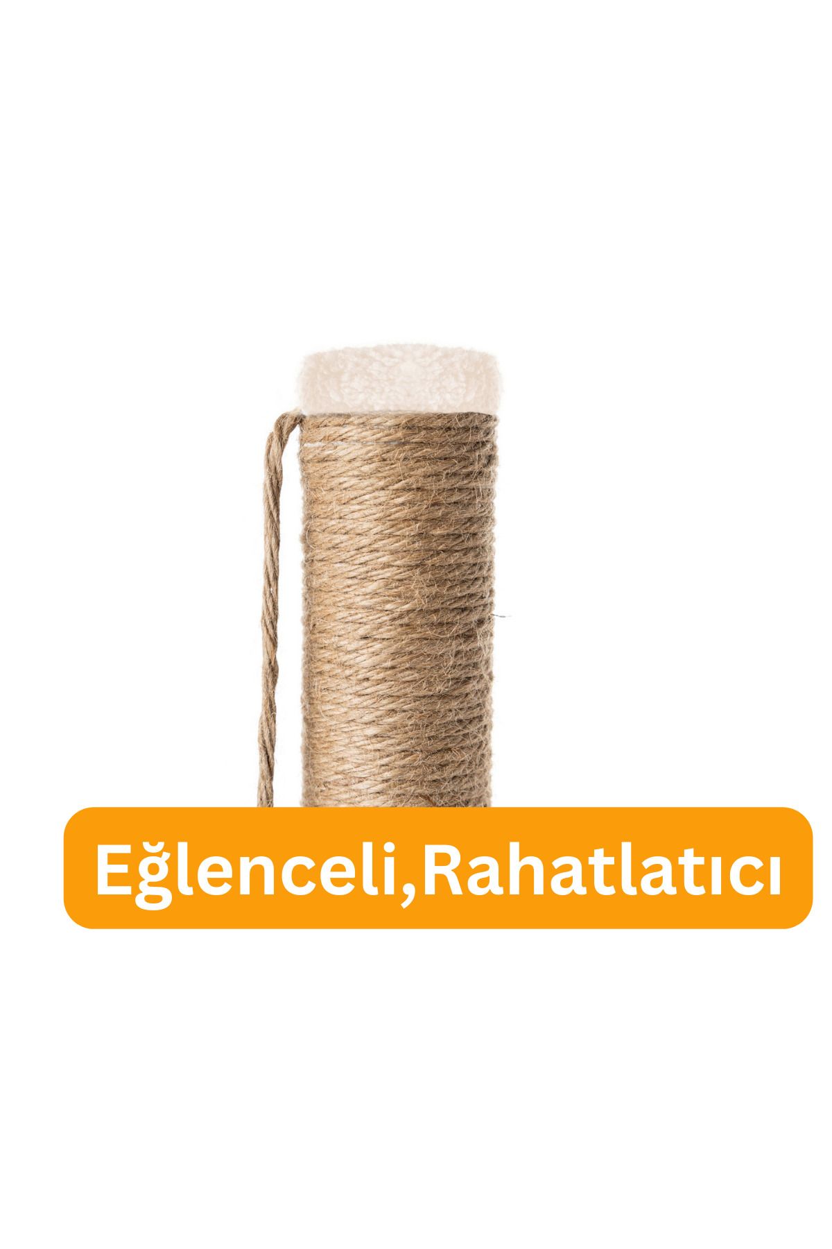 BEYLİNİ-Cat Scratch Board Set of 3 - Plush Fabric, 84 cm Height, 3-Step Jumping Game (Cream) 3