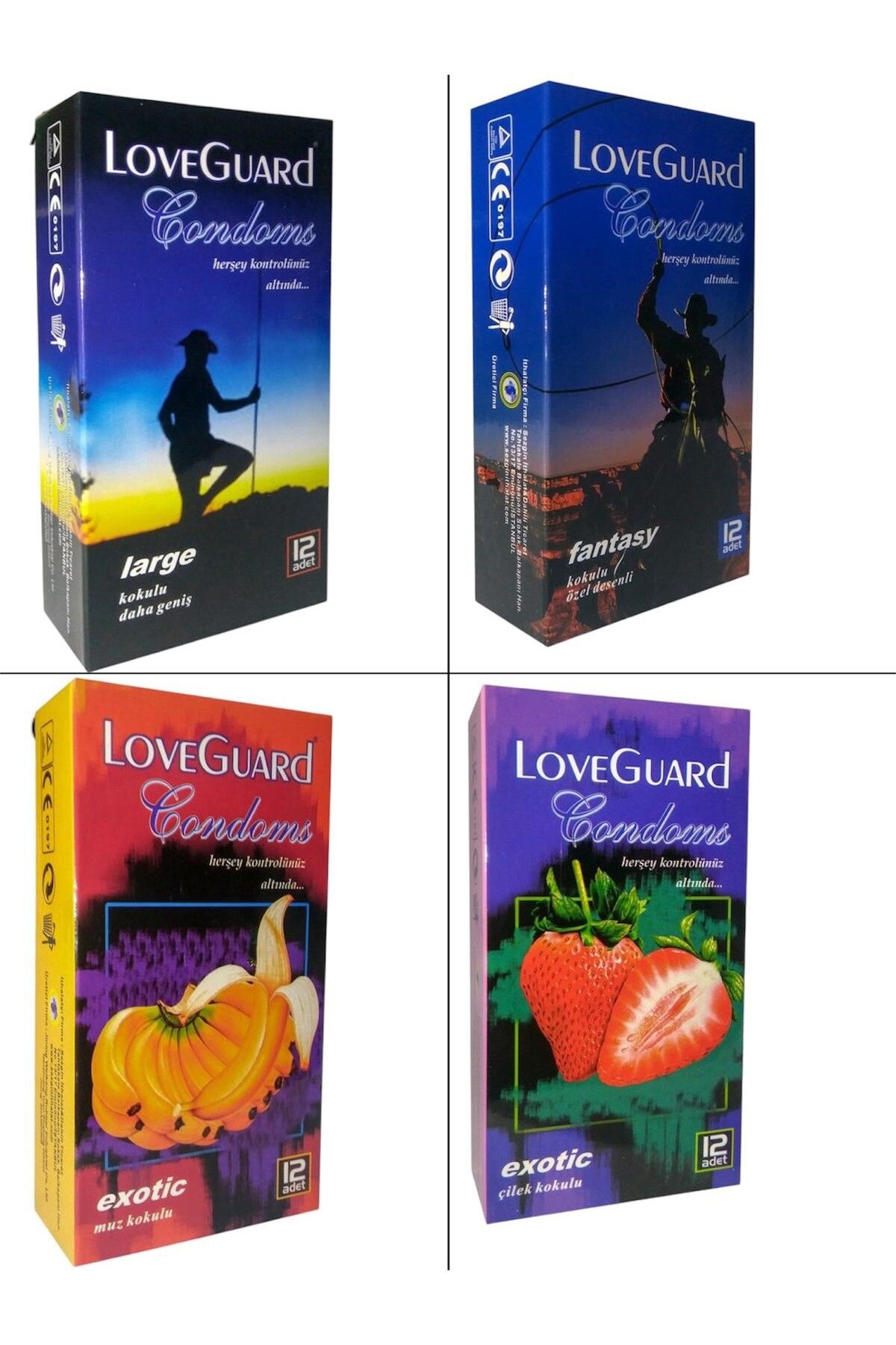 Love Guard LoveGuard 4'lü Set 48 Adet Large - Fantasy - Exotic Muz - Exotic Çilek