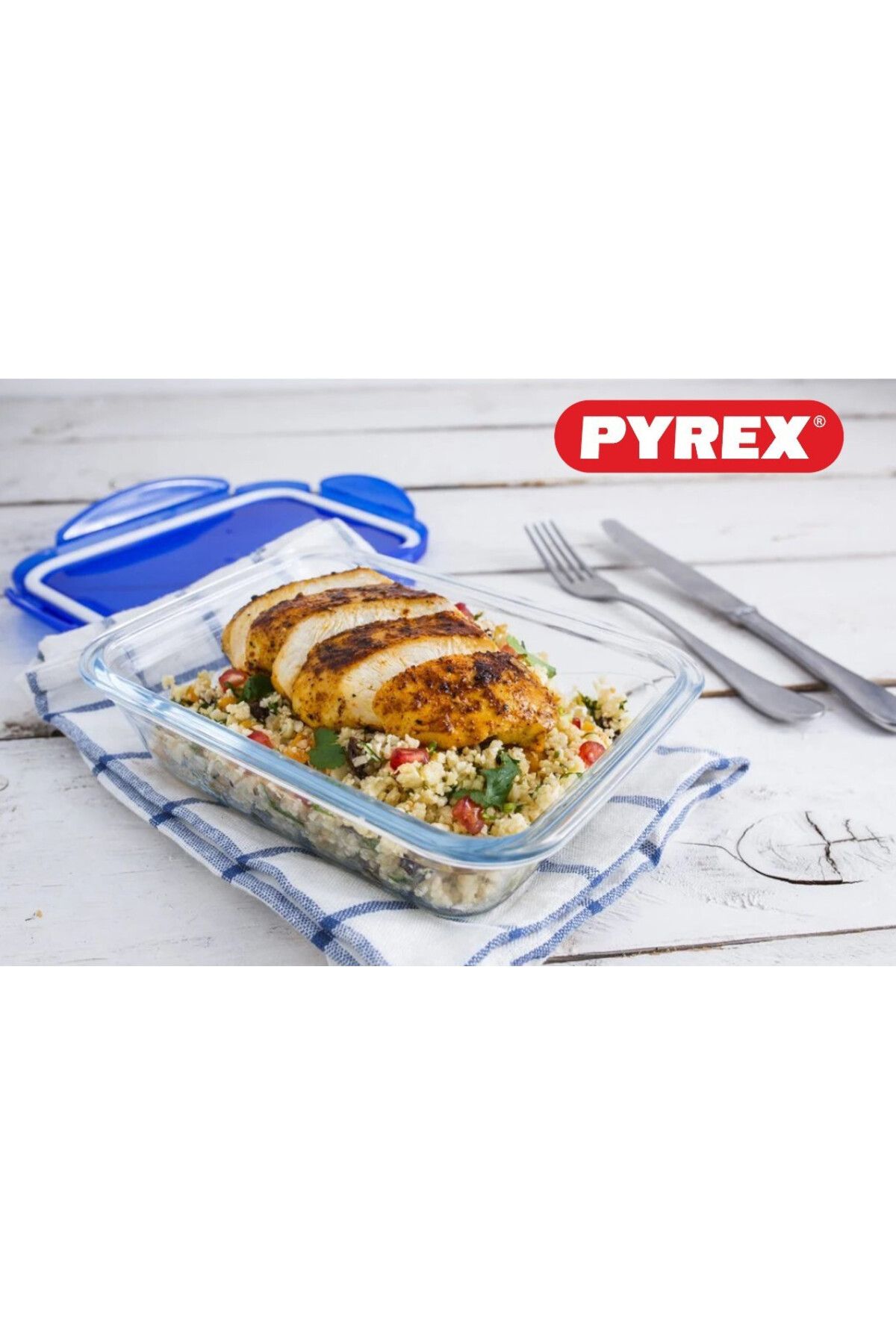 Pyrex-Cook&Go Set of 2 (0.8L+1.7L) Rectangle Storage Dish with  Lid 4