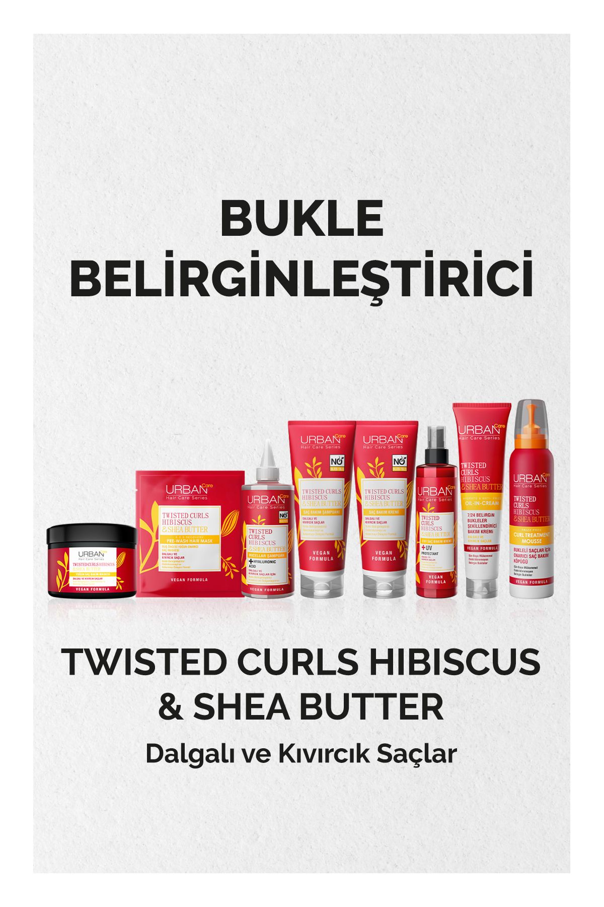 Urban Care-Hibiscus & Shea Butter Curly & Wavy Hair Care Kit - Sulfate Free & Vegan 5