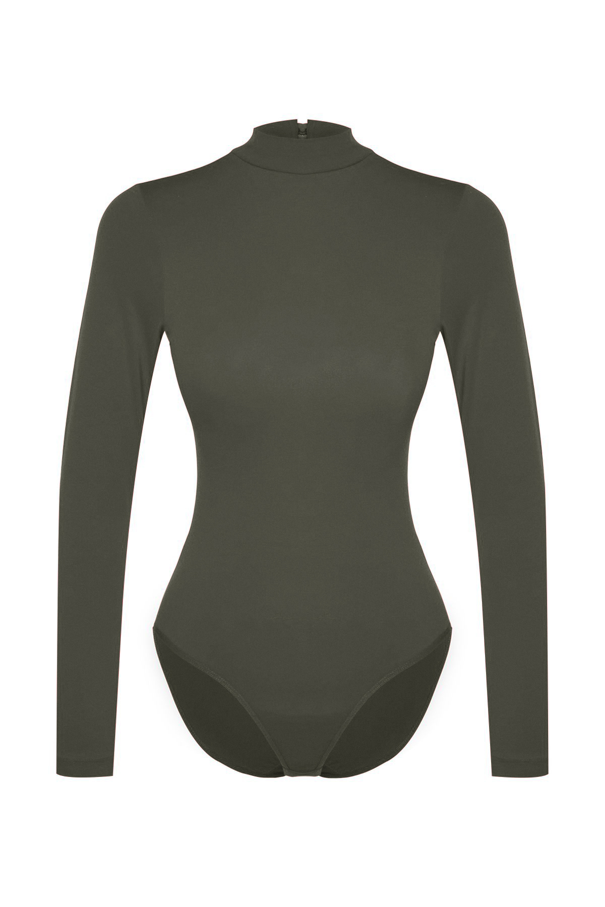 Trendyolmilla Haki Pamuklu Balıkçı Yaka Uzun Kollu Çıtçıtlı Örme Body THMAW23BD00033