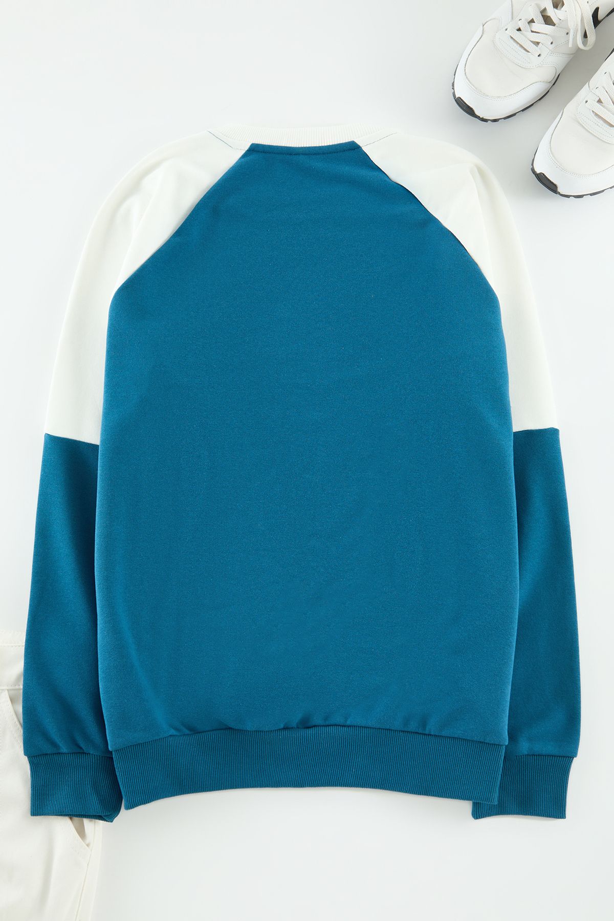 Trendyol Collection-Navy Blue Raglan Sleeve Printed Cotton Sweatshirt - Tmnaw22Sw1214 3