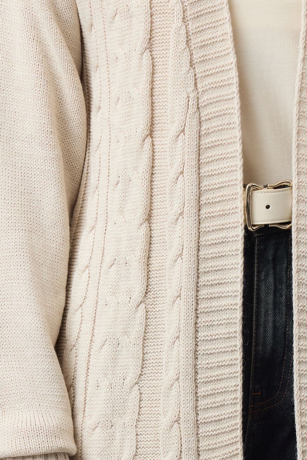 Edit by Trendyol-Midi Stone Hair Braided Knitwear Cardigan - Tctaw25Th00029 3