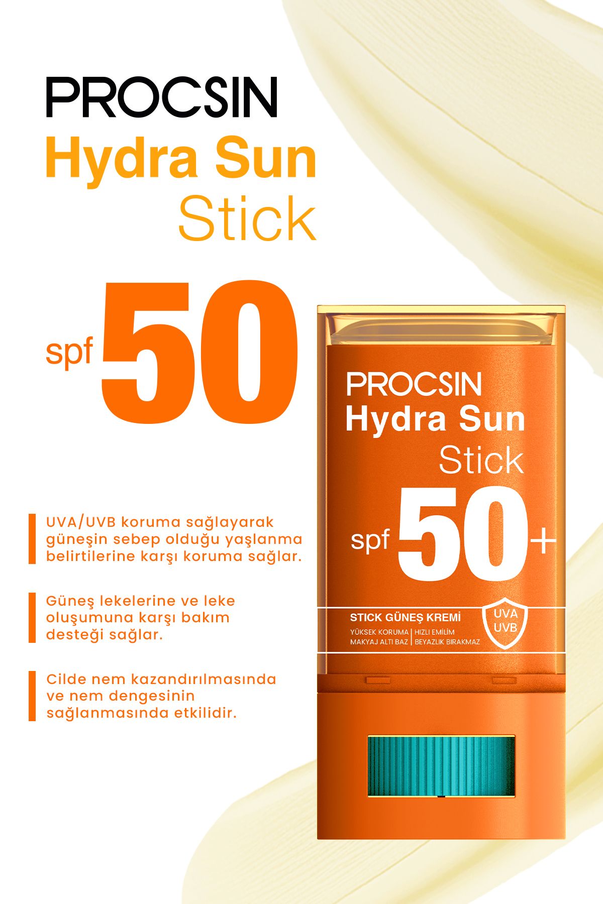 کرم ضد آفتاب Hydra Sun Stick ضد لک تقویت کننده SPF 50 کرم ضد آفتاب 20 گرم PROCSIN