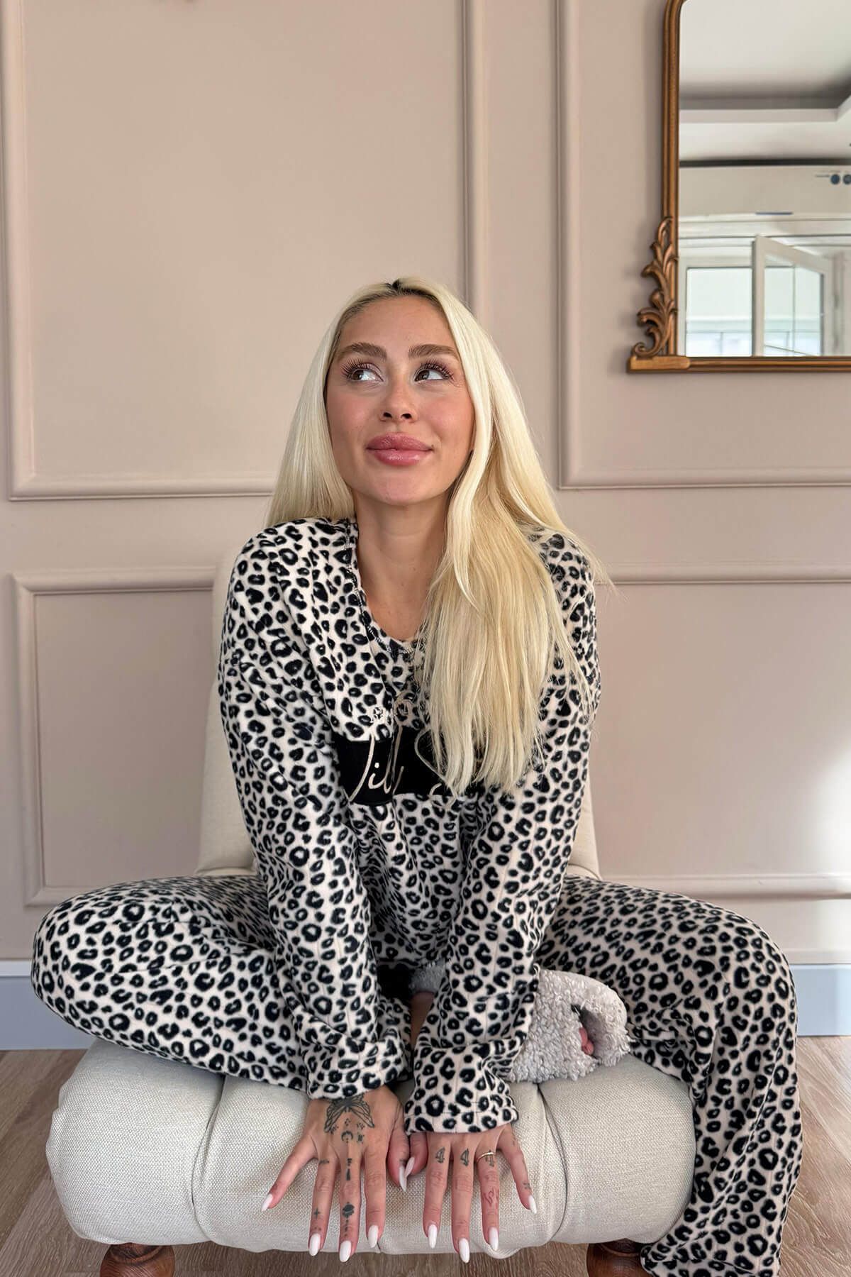 Pijamaevi-Braunes Wild Soul gemustertes Plüsch-Polar-Pyjama-Set 4