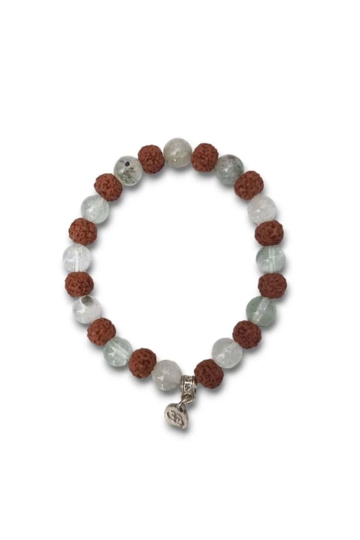 Pozitif Doğal Taş-Crystal Quartz Bracelet Rudraksha - Ohm Symbol, Rudraksha 414-4 1