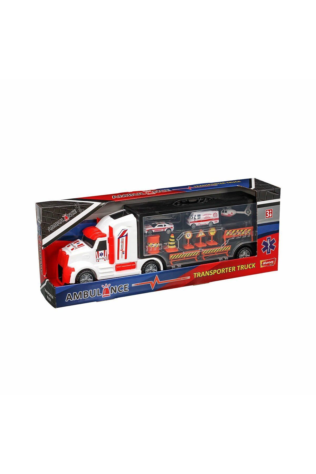 Eren Eğitici Oyuncak Kırtasiye A.Ş ERN-877 HEROES TOYS ÇANTALI AMBULANS TAŞIYICI TIR SETİ