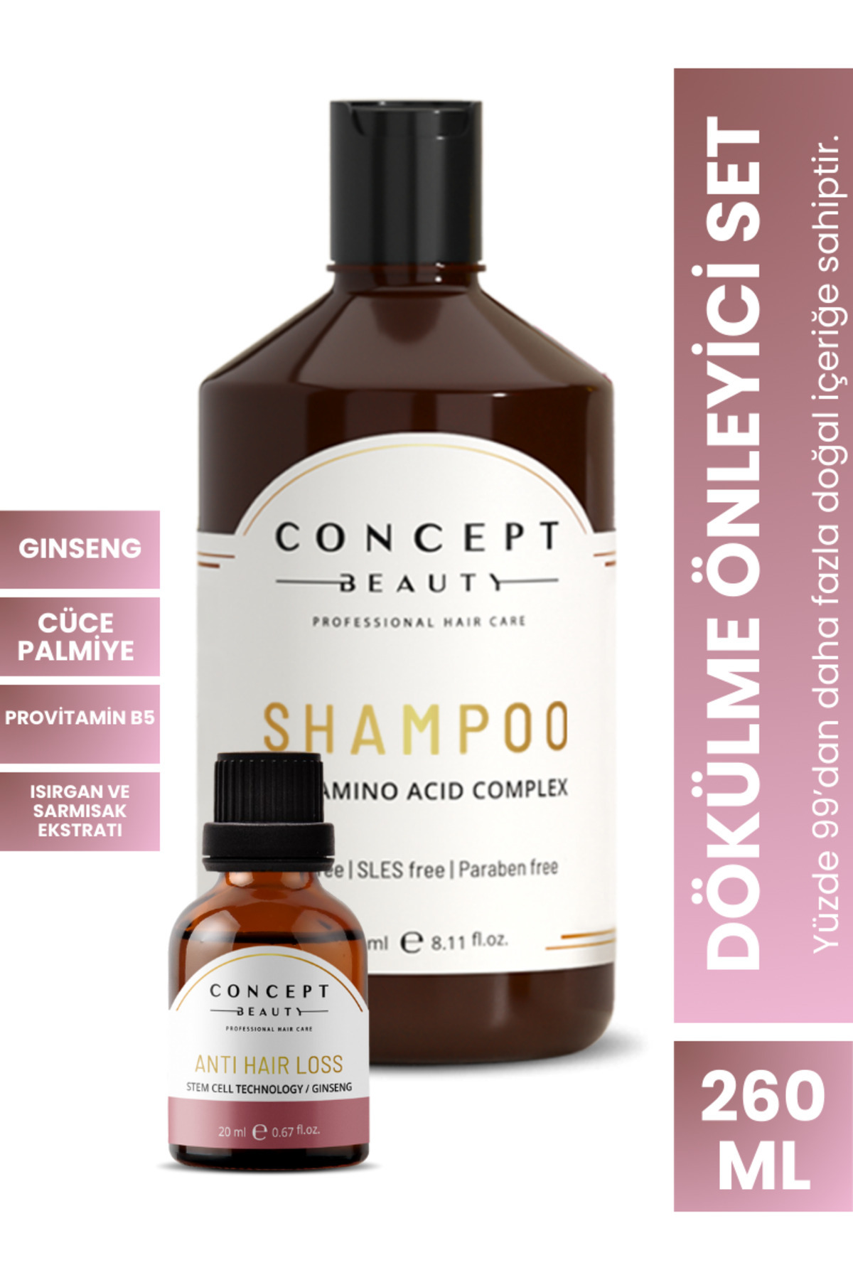 Concept Beauty Dökülme Önleyici Saç Bakım Seti : Nane Yağı-sarımsak Ekstratı-kafein Özlü Doğal-organik Şampuan — CBSHP-HLS
