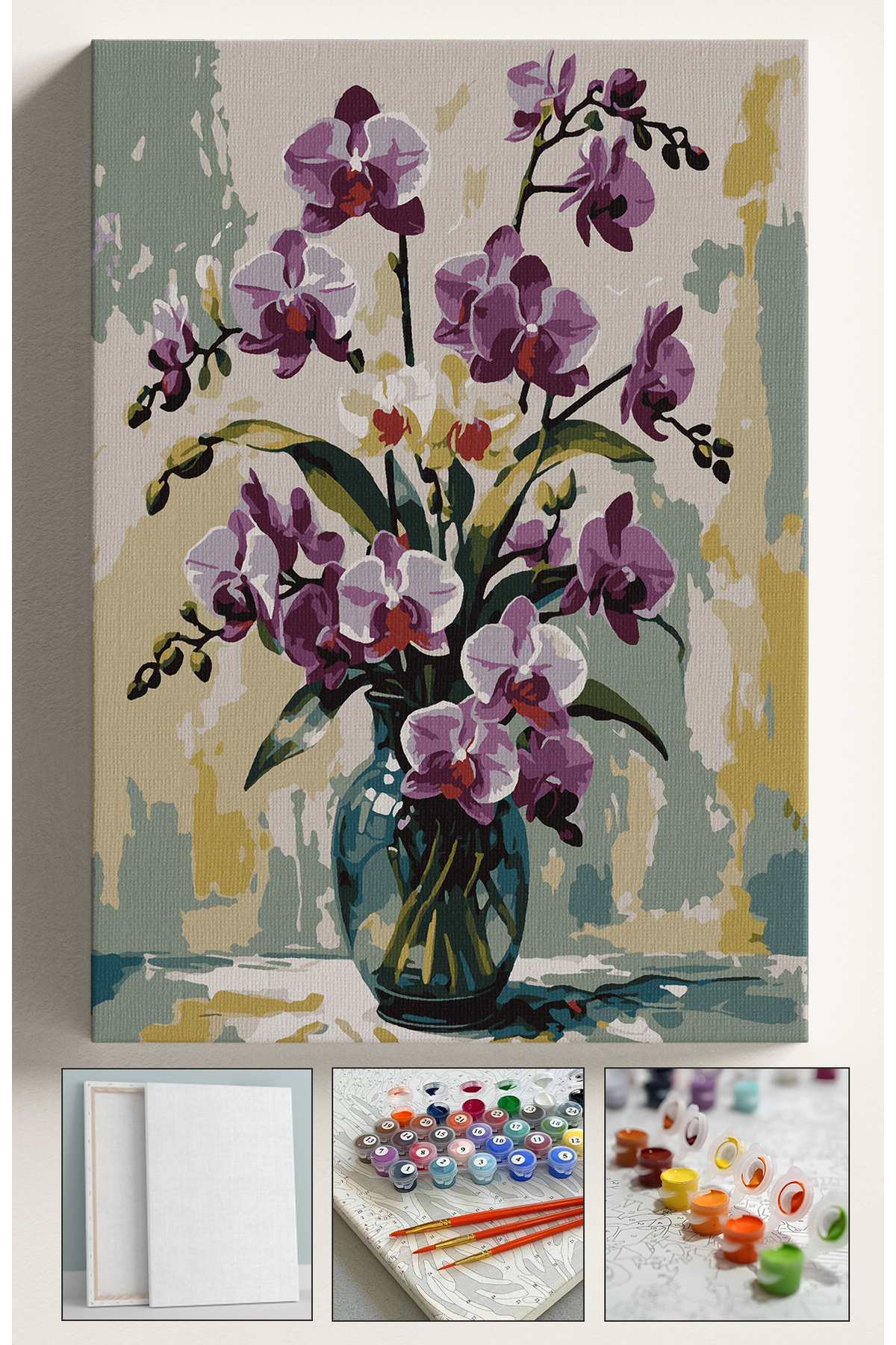Sulepas Sayılarla Boyama Çerçeveli Hobi Seti Numaralı Tuval Fırça Boya Dahil Kasnaklı PEMBE ORKİDE 40X50 Cm