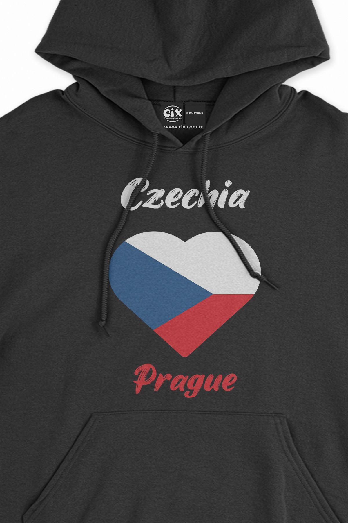 Cix-Prague Czech Republic Flag Heart Black Sweatshirt Hoodie 2