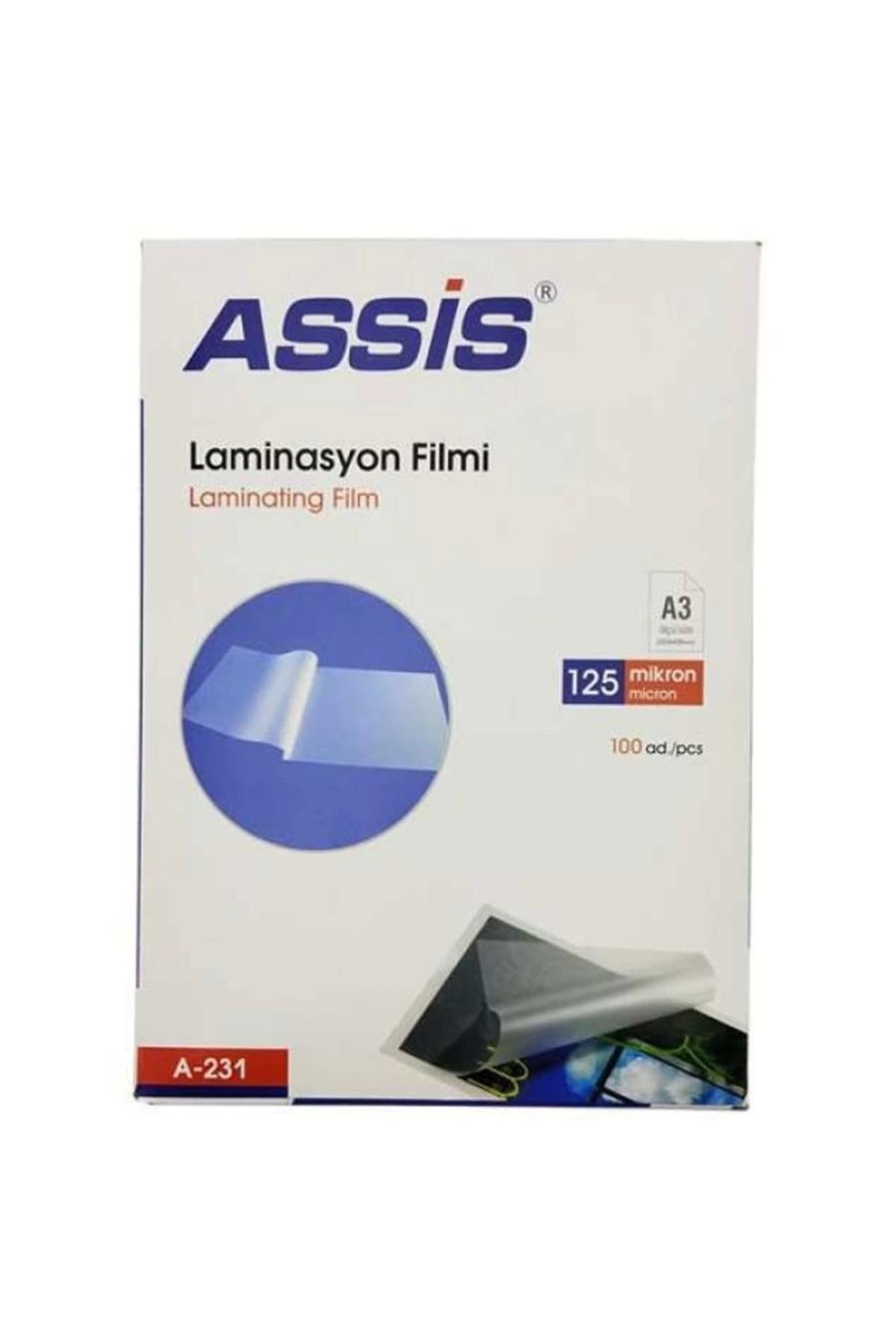 ASSİS Assis Laminasyon Filmi A3 125 Mic 100 Lü Şeffaf A-231