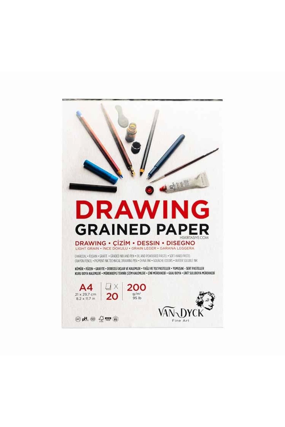 Teknopoint-لوحة رسم Van Dyck A4 200gr 20yp ذات ملمس ناعم Vd2 1