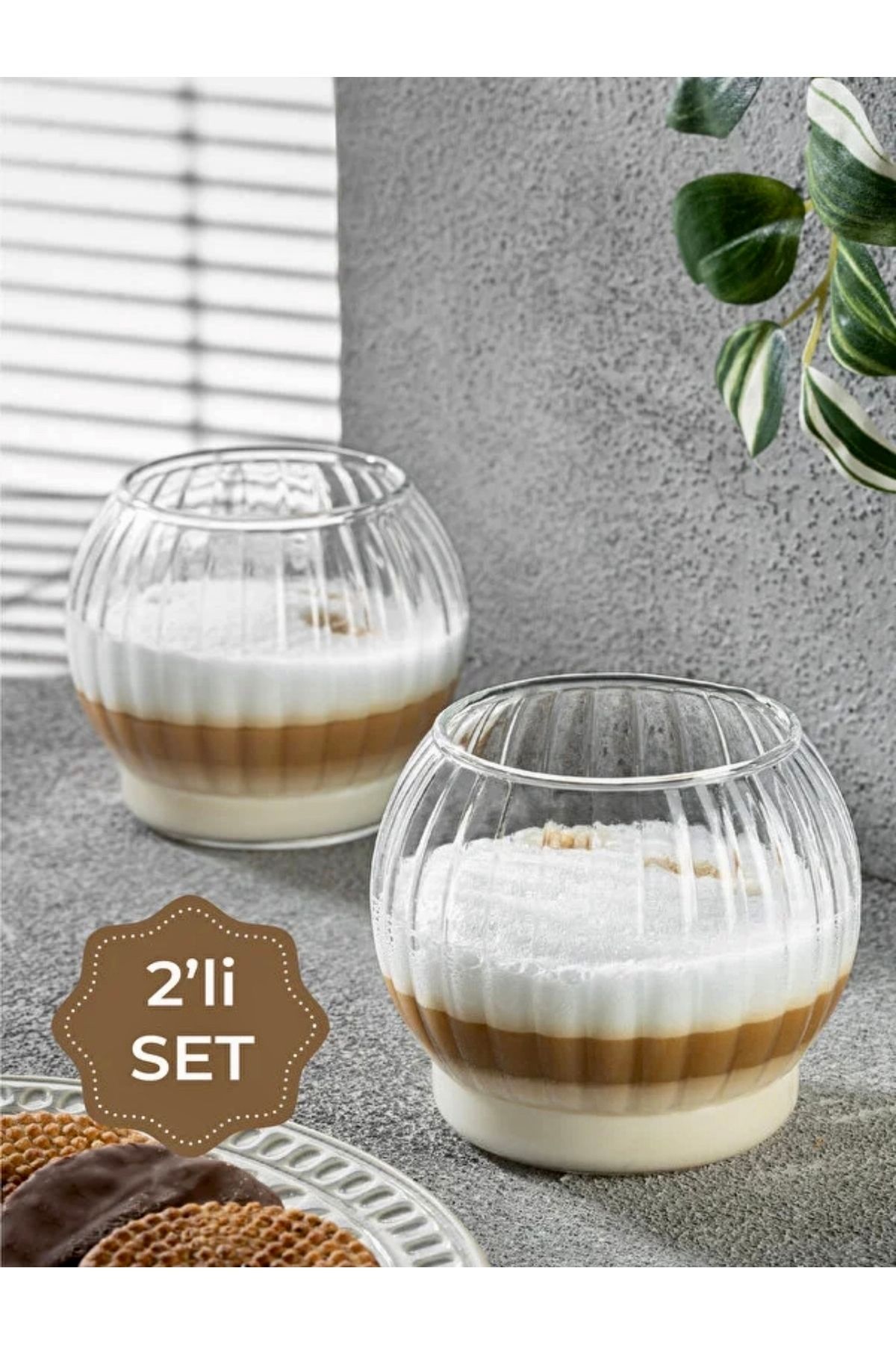 Ara Porselen-Ara 2 - Glass Soft Drink Water Coffee Presentation Cup with Straw Gift, 2 Pieces Tomball 1