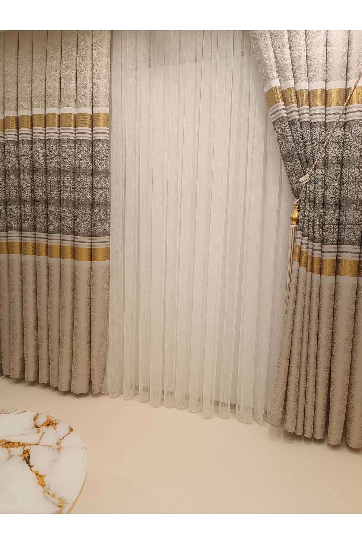 NİVEMESHOME-Nivemeshome Monza V-2002 Atlantis Classic 1/3 Frequent Pleated Background Curtain Apm 4