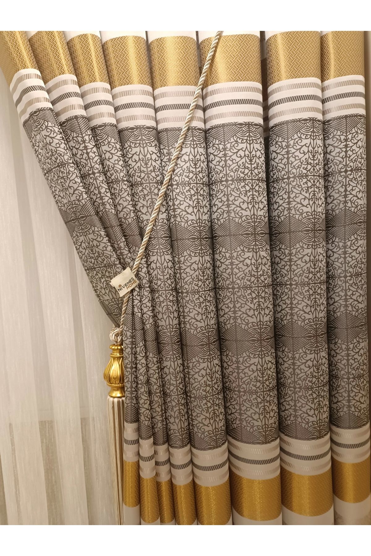 NİVEMESHOME-Nivemeshome Monza V-2002 Atlantis Classic 1/3 Frequent Pleated Background Curtain Apm 8