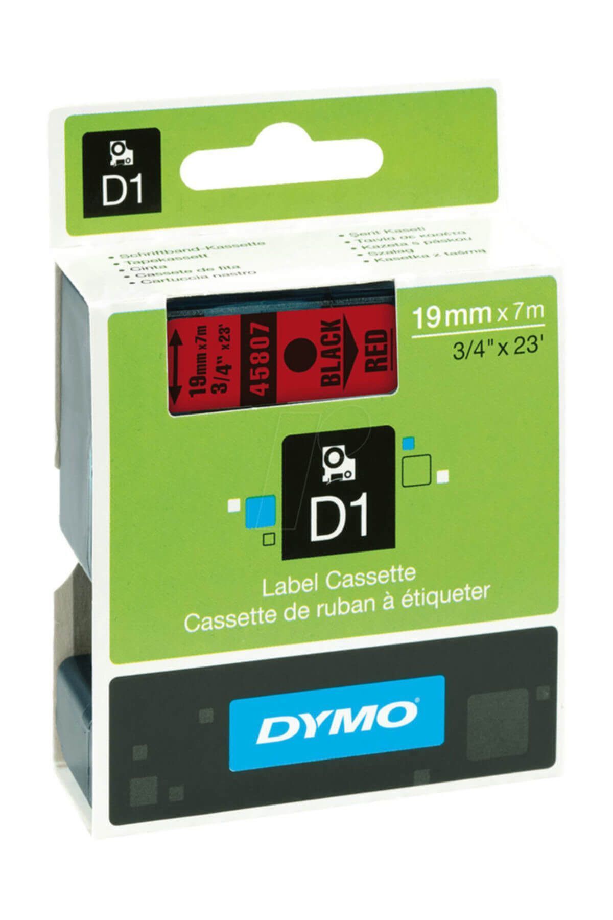 Dymo D1 Şerit 19 Mm X 7 Metre Kırmızı/ Siyah 45807