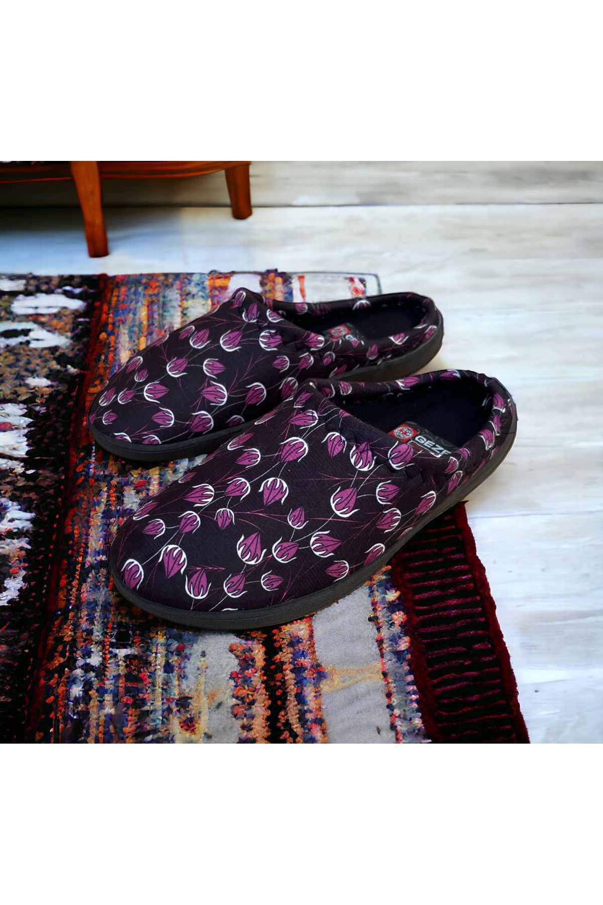 GEZER-Tulip Patterned Winter Home Slippers 2