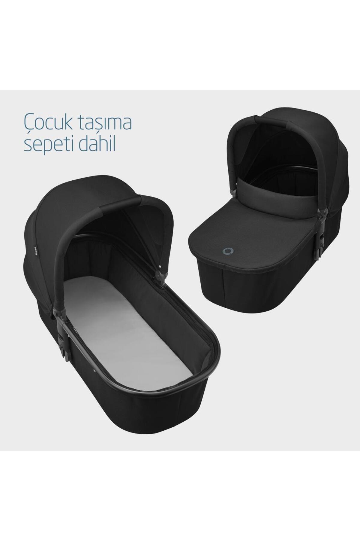 Maxi-Cosi Maxi Cosi Street Ekstra Portbebeli Tek Elle Katlanabilen Bebek Arabası Essential Black fotoğrafı 3 (önizleme)