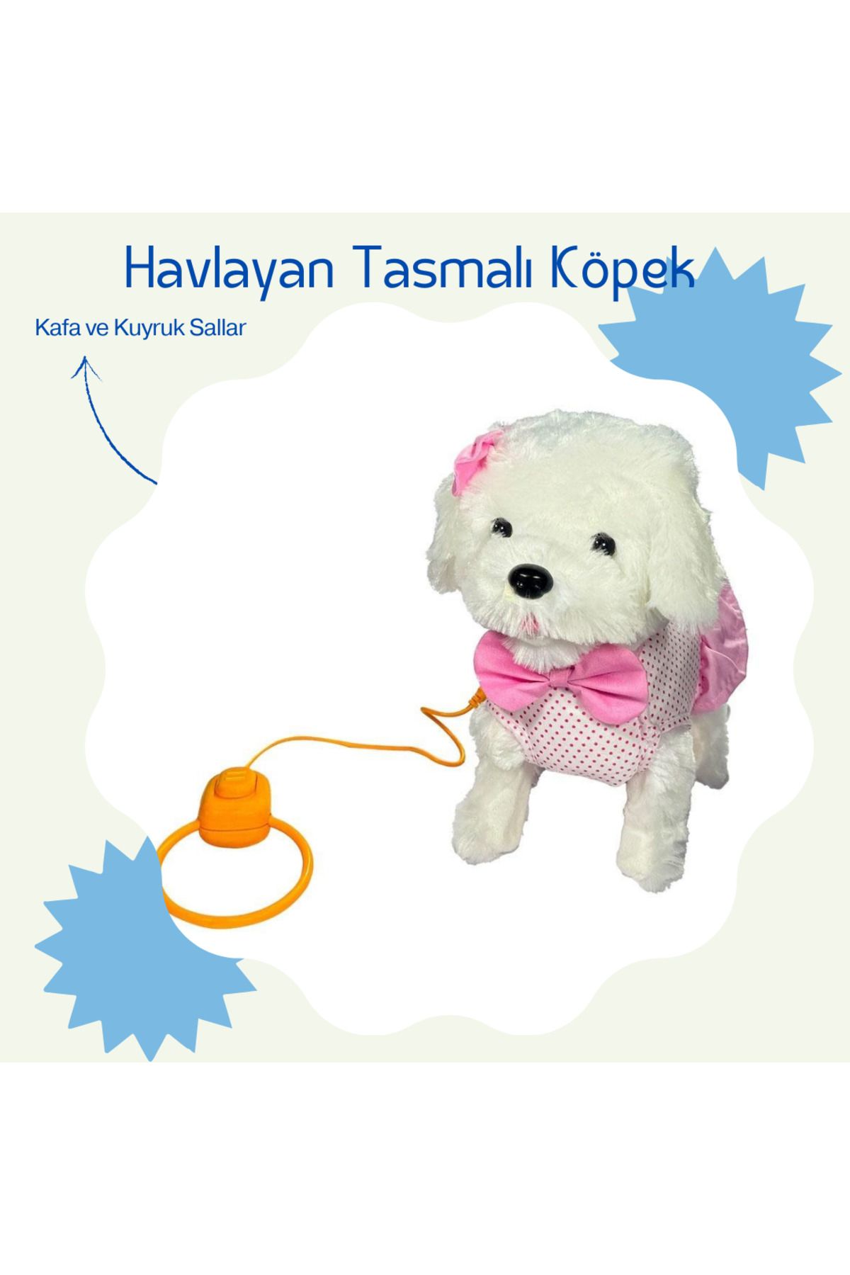 VARDEM OYUNCAK Tasmalı Yürüyen Köpek Köpek 25 Cm Havlayan Kafa Kuyruk Sallayan Köpek Pilli Kumandalı Oyuncak Köpek