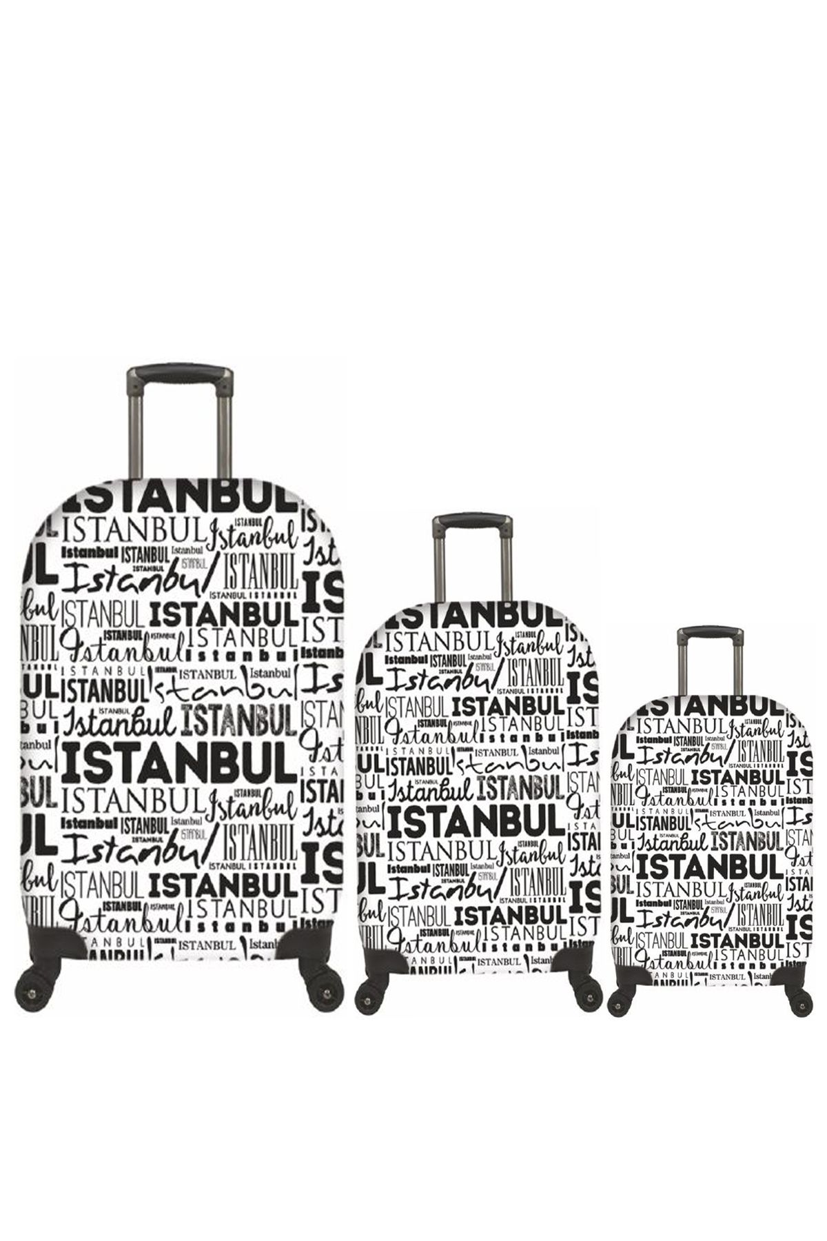 MY SARACİYE-My Istanbul 79 - Large, Medium and Cabin Size Saddler Suitcase and Suitcase Cover Set 1