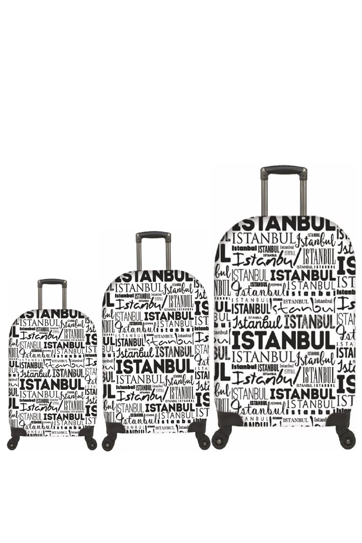 MY SARACİYE-My Istanbul 79 - Large, Medium and Cabin Size Saddler Suitcase and Suitcase Cover Set 3