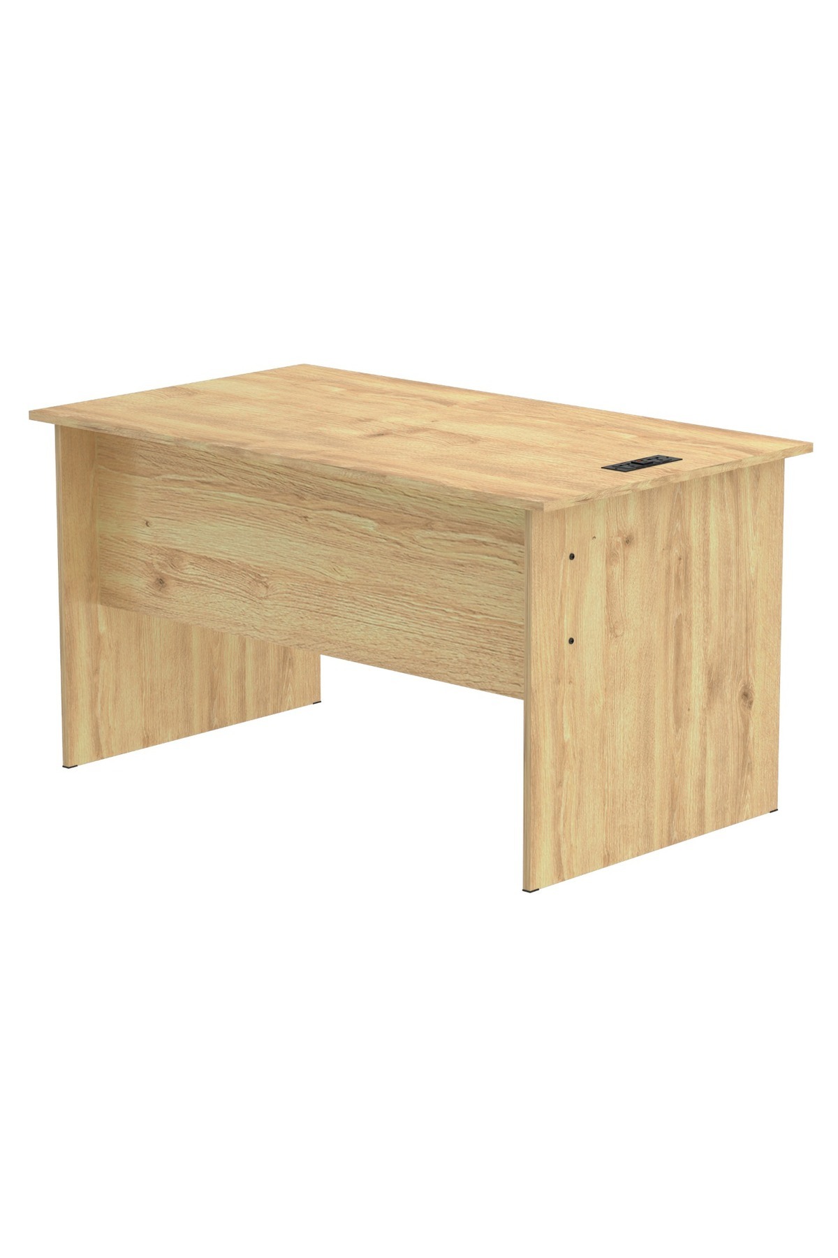 Mahmayi-Writing Table With Hanging Pedestal Attached Desktop Socket With USB AC Port - Oak 6