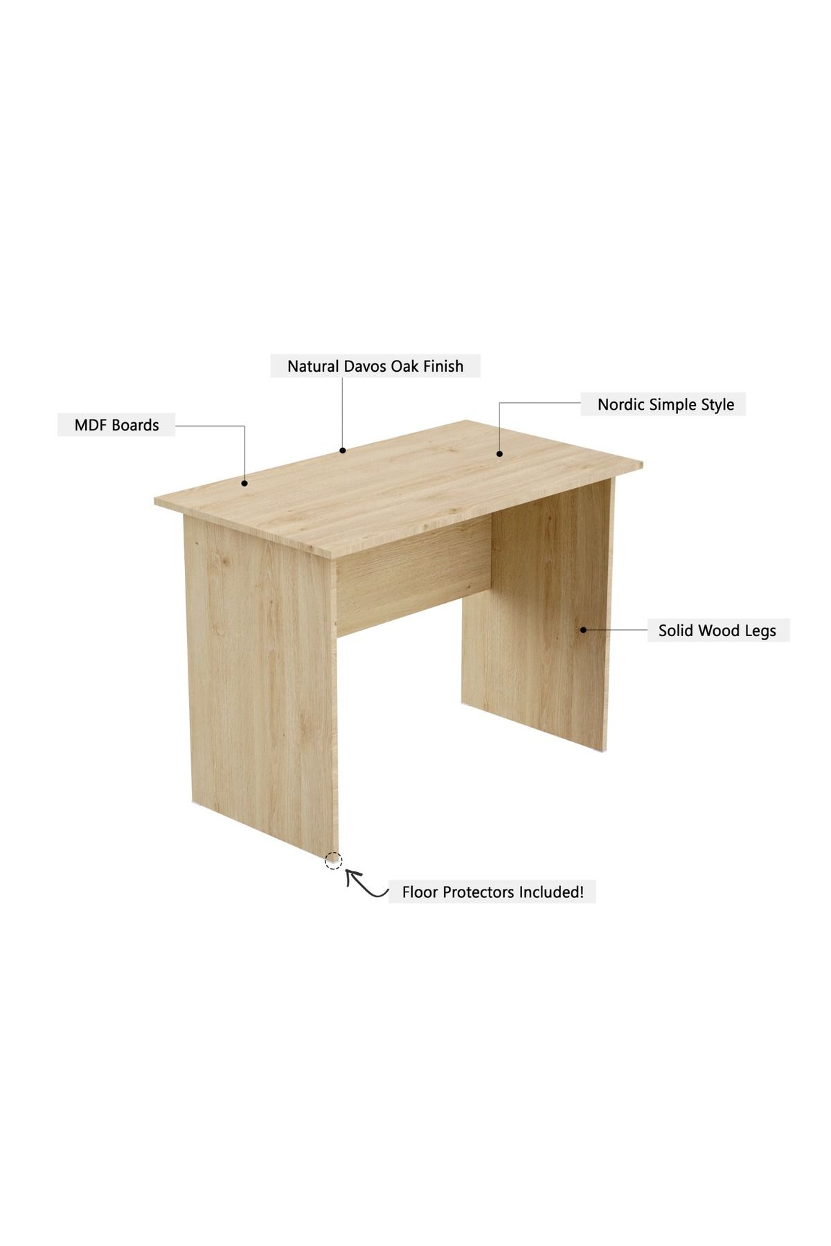 Mahmayi-MP1 120x60 Writing Table Without Drawer - Oak (120CM without Drawer, Oak) 2