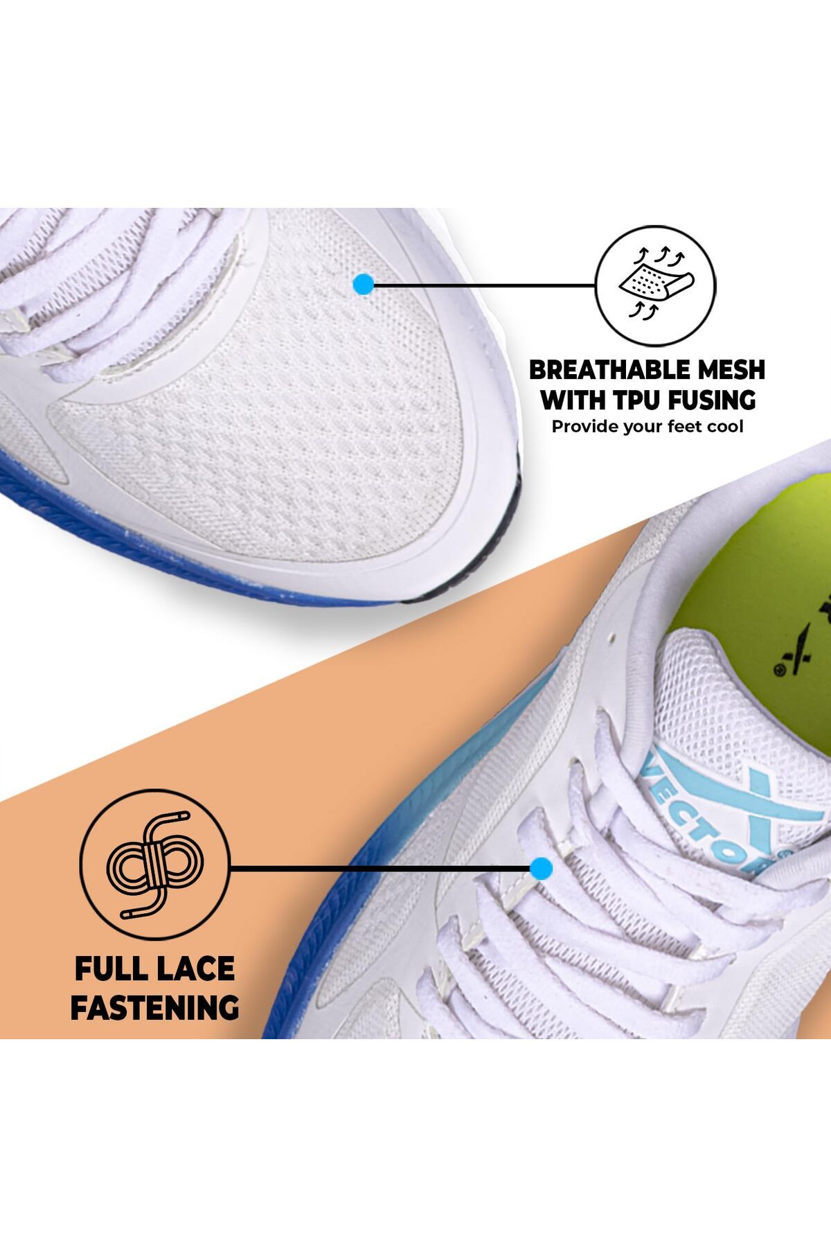 Vector X-Unicorn Running Shoes Mesh with TPU Fusing Upper/Rubber Sole Lightweight Moulded PU Foam 4