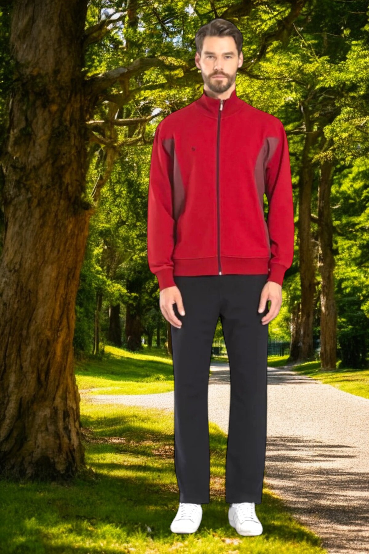 پیر کاردین ست لباس ورزشی جیب‌دار، یقه ایستاده و زیپ‌دار مردانه Thclvr.70.p0.c.v.0.r