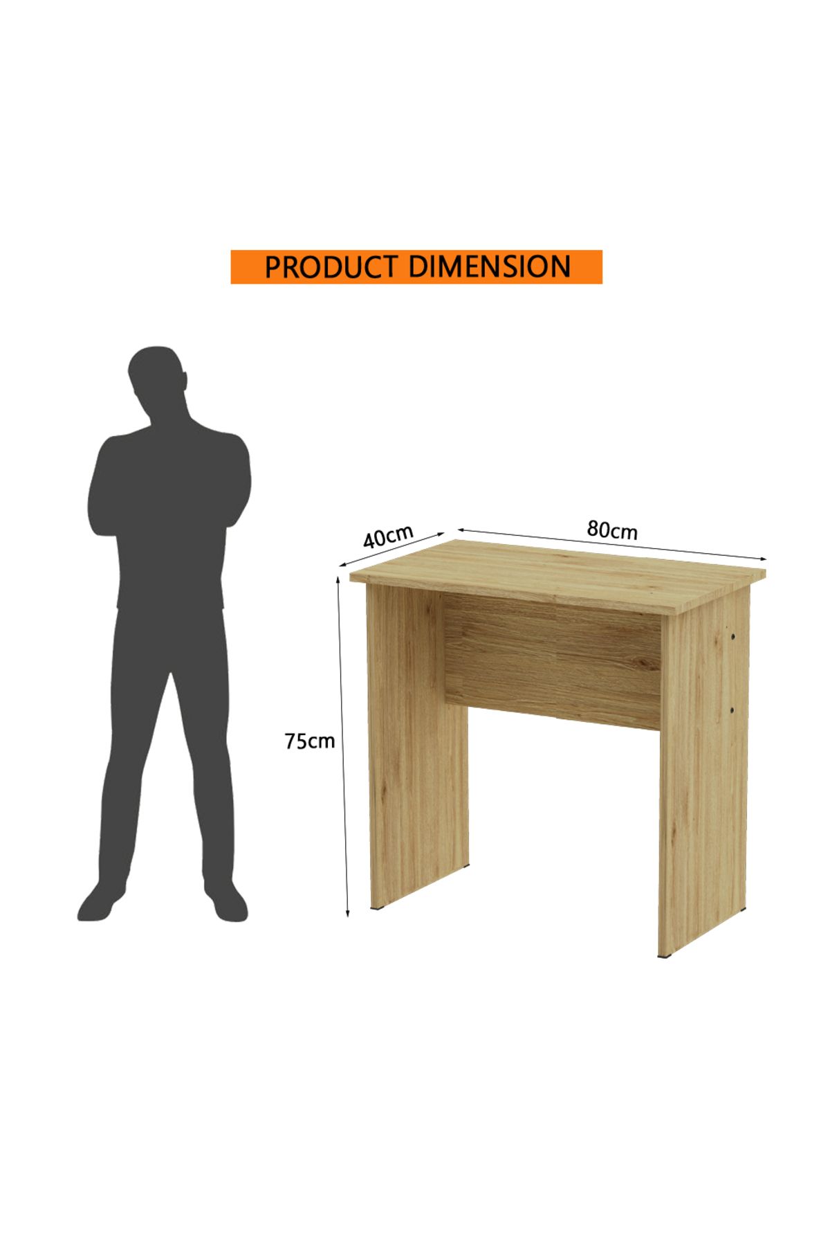 Mahmayi-Modern MP1 Study Table 80x40 Plain Desk,Natural Davos Oak 2