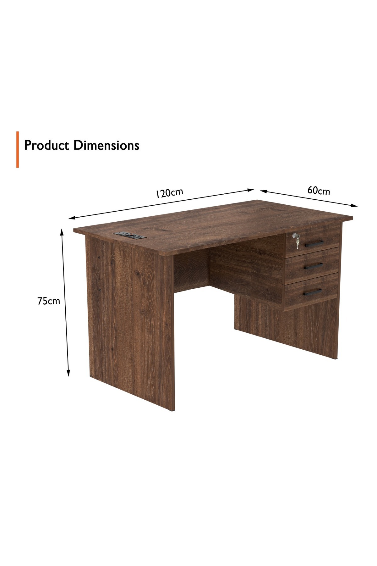 Mahmayi-Brown MP1-HD-BRN-PM Writing Table with Power Module, Power Strip Desktop Socket Board 3