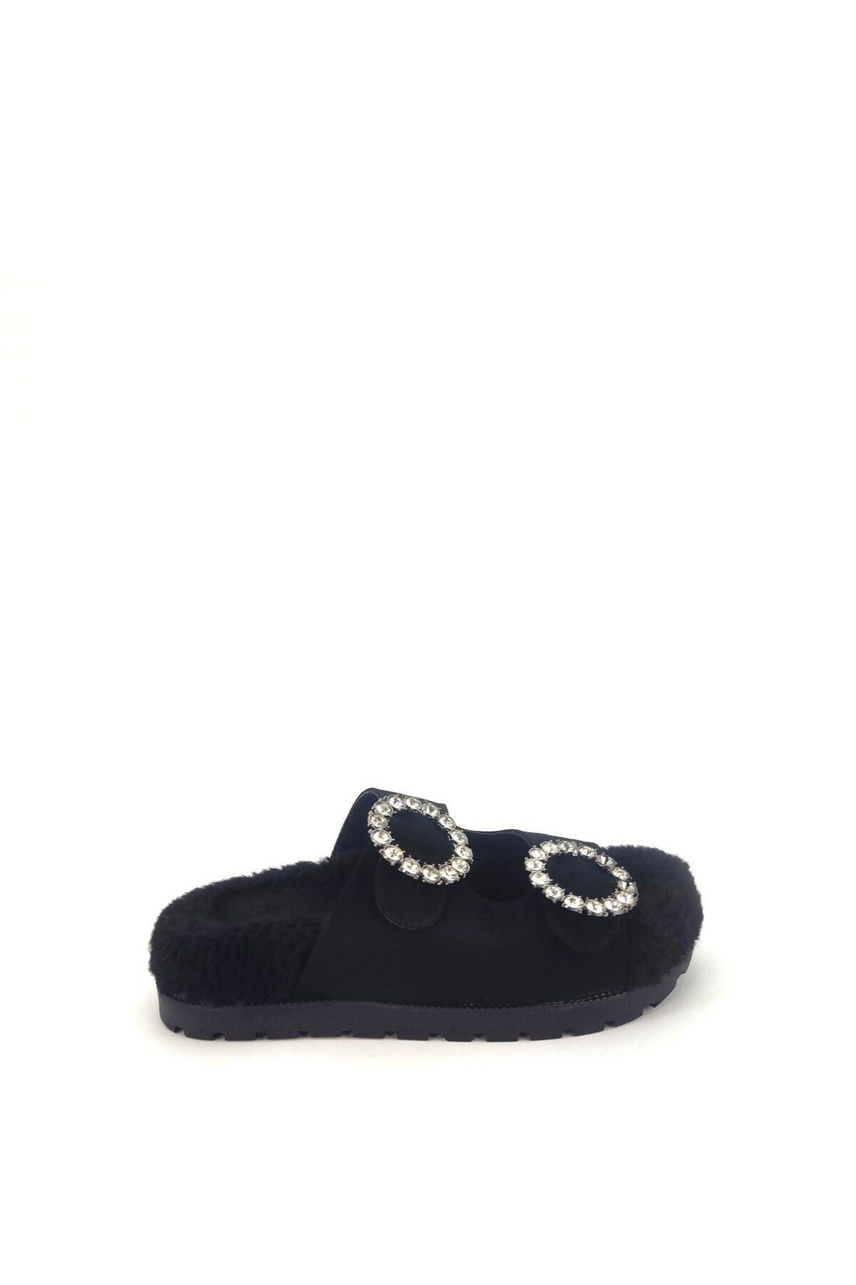 Seniorah-Luwis Black Women's House Slippers - Fur Inside, Plush Wool, Guest Dowry Bundle Bridal Design 1