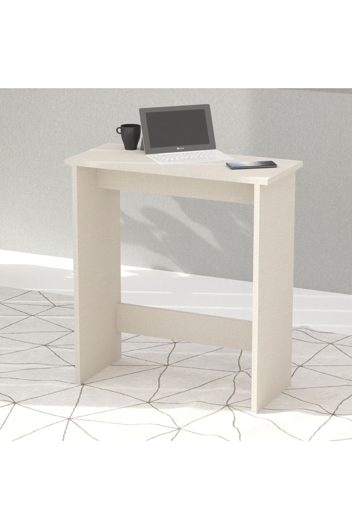 Mahmayi-Study Desk with Foot Rest Support, Executive Desks Ideal for Home and Office - Light Grey 1