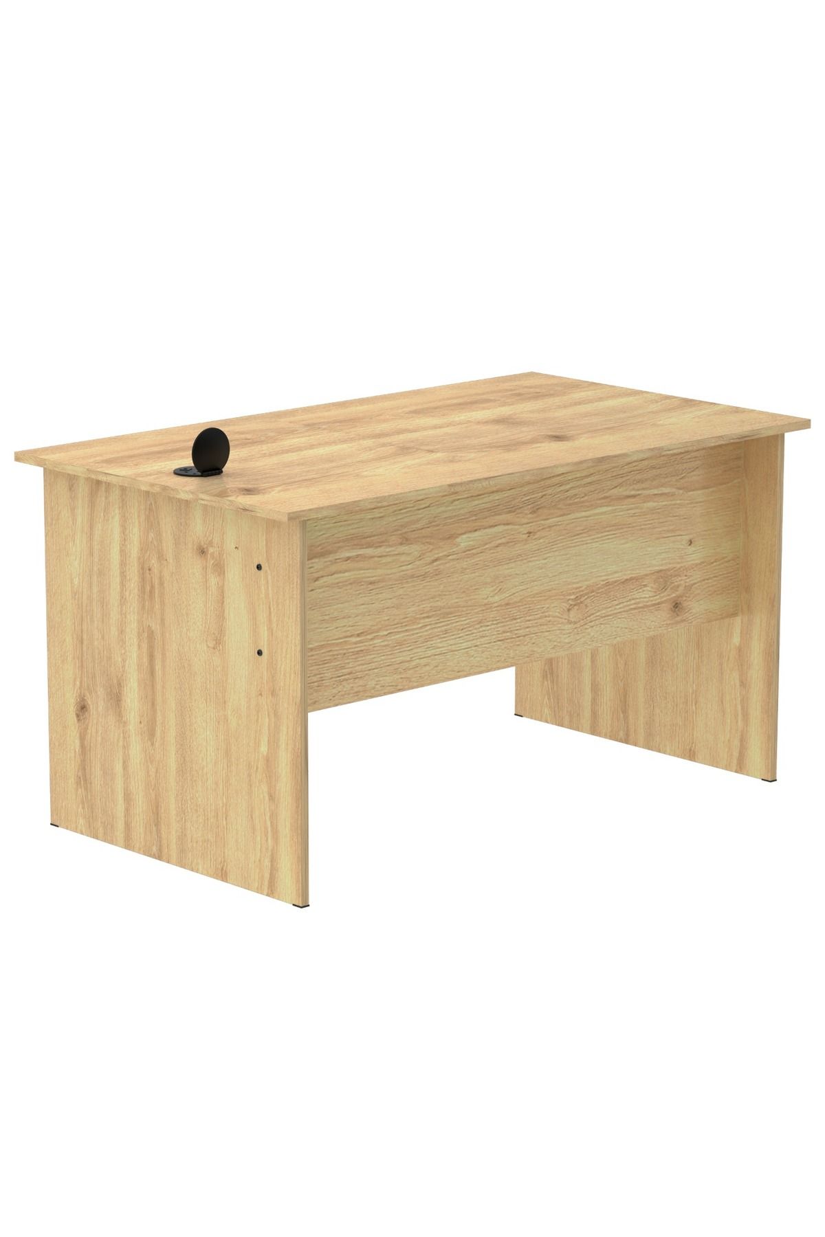 Mahmayi-Modern Writing Study Table With Round Desktop Power Module - Oak 6