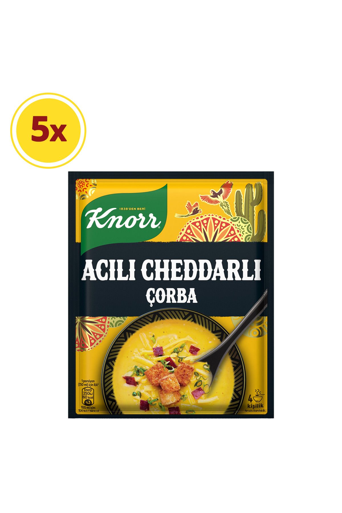 Knorr Acılı Cheddarlı Çorba 4 Kişilik 74g x5