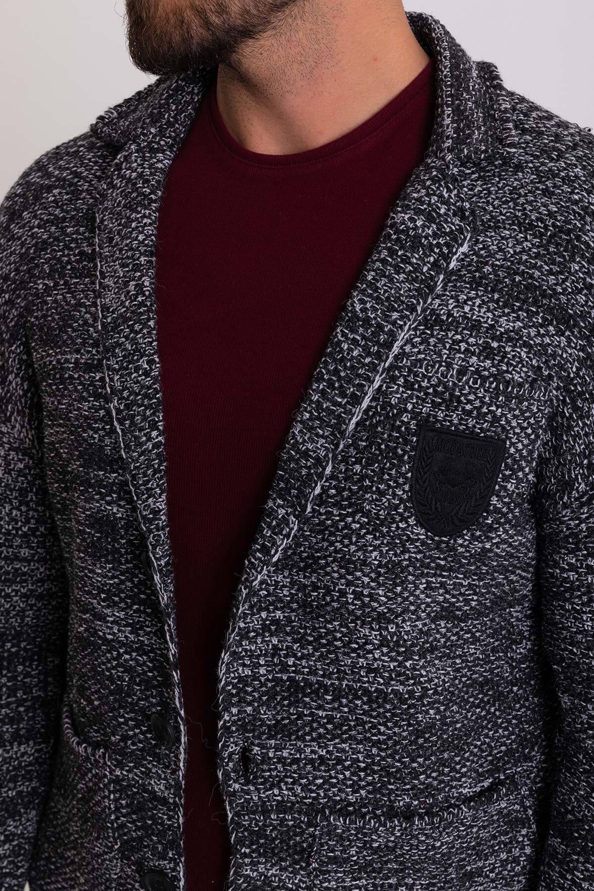 Mcr Kırçıllı Slim Fit Yün Erkek Triko Ceket Antrasit - 32214.17K görsel 2