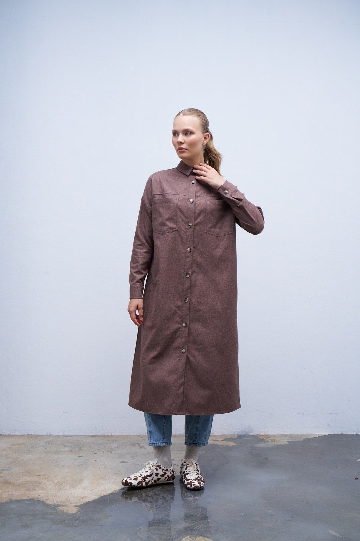 QANU-Brown Belted Shirt 1