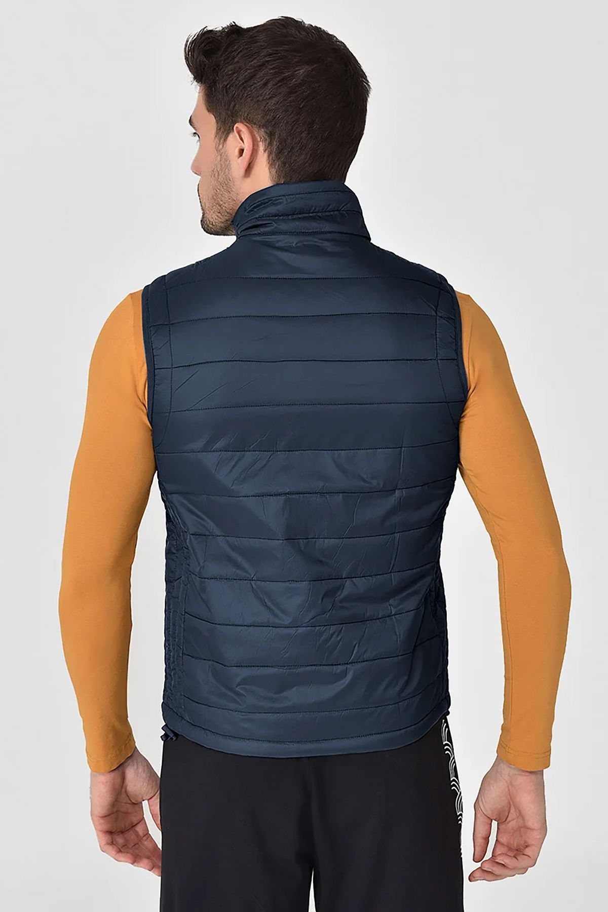 bilcee-Men's Navy Blue Pocket Zippered Zero Sleeve Casual Vest 1268 4